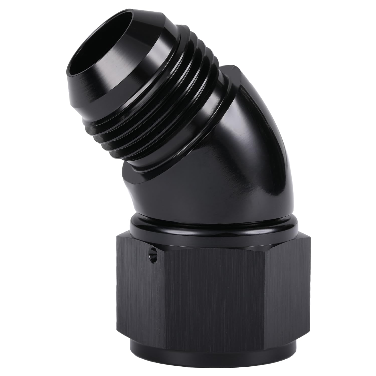 Podavelle 45 Degree 16An Male To 16An Female Swivel Full Flow Fitting Adapter Coupler Aluminum Black