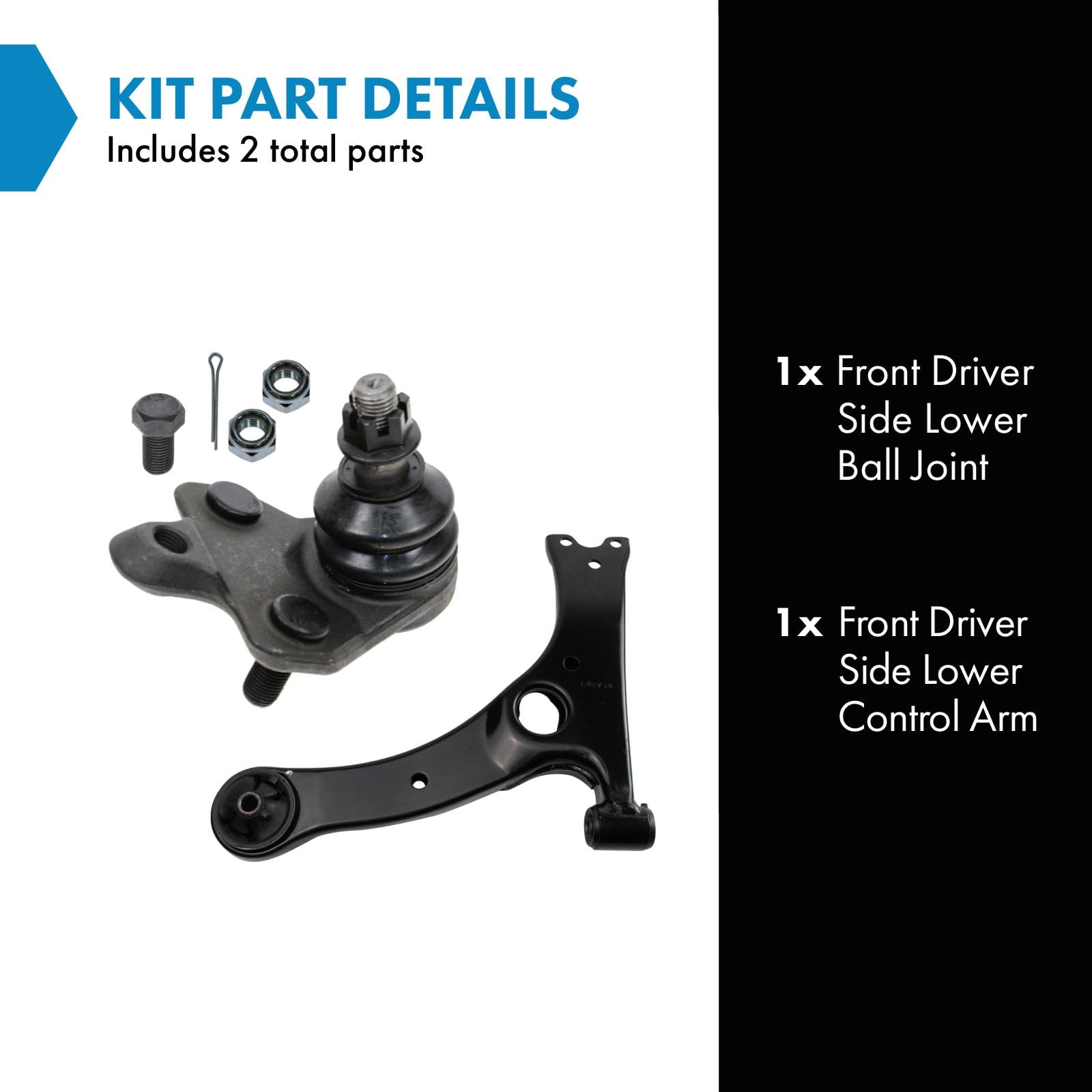 Trq Front Left Lower Control Arm With Ball Joint Set Drivers Side Compatible With 2005-2010 Scion Tc