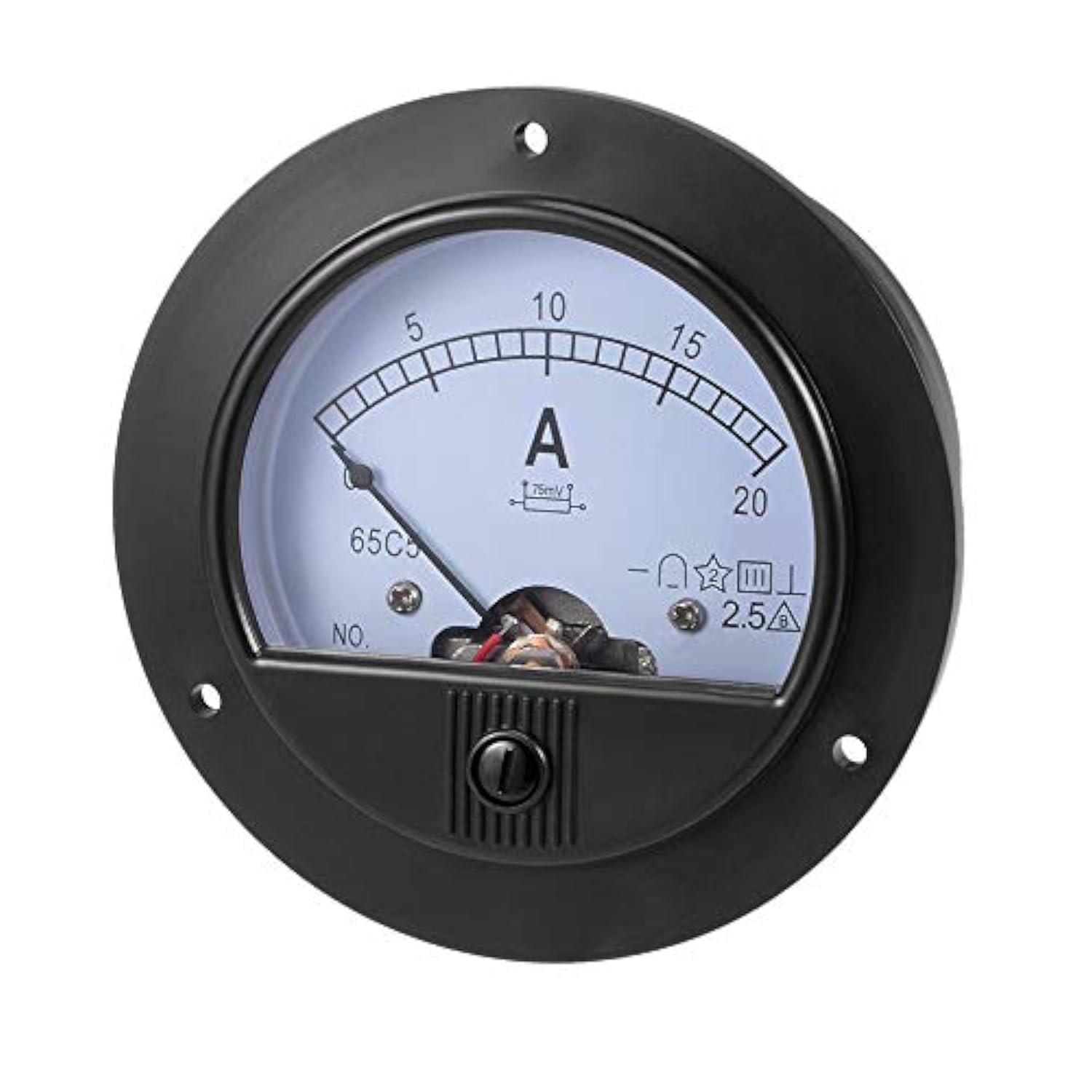 YXQ DC 0-20A Analog Current Panel Round 65C5-A Amp Ammeter Gauge Meter 2.5 Accuracy for Auto Circuit Measurement Tester (65C5-A 