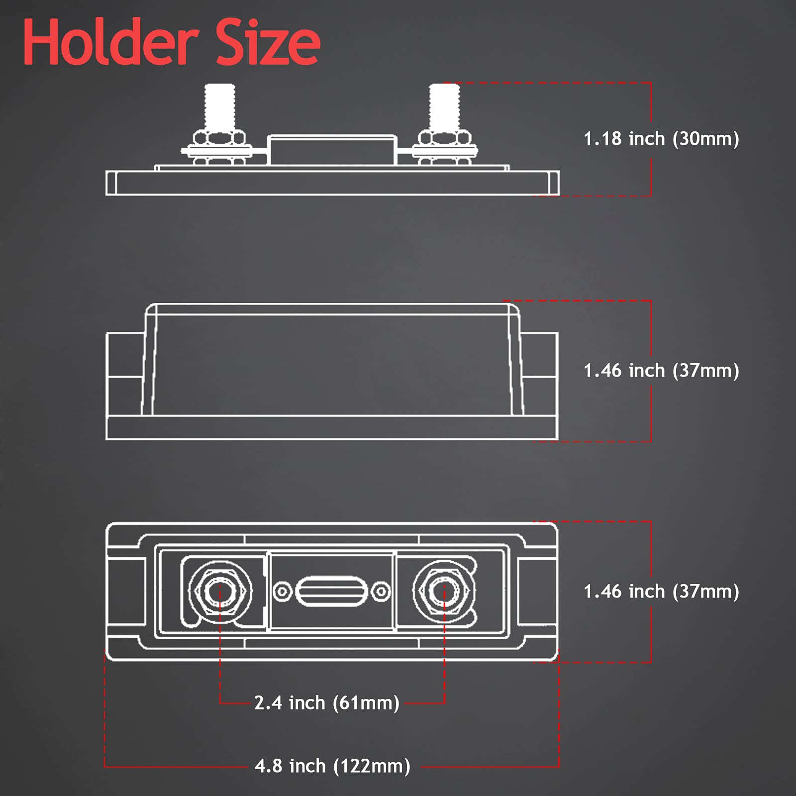 Hamolar 3 Pack 300 Amp Anl Fuse Holder Block 0/2/4/8 Gauge Awg Car Audio 300A 1/0 Zero Gauge Fuses With Box