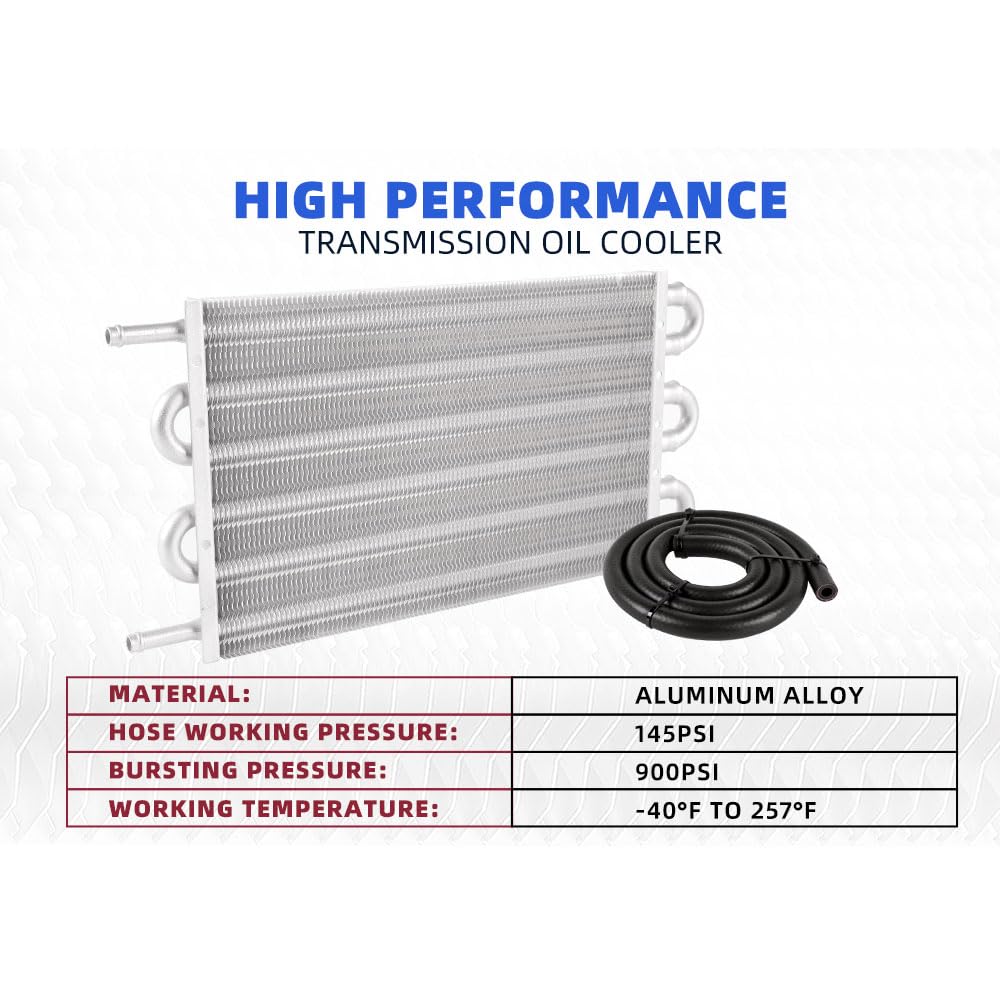 Bartoo Universal 5/16'' Transmission Oil Cooler Kit, Aluminium Alloy 6 Pass Tube And Fin Oil Cooler Kit(Sliver)