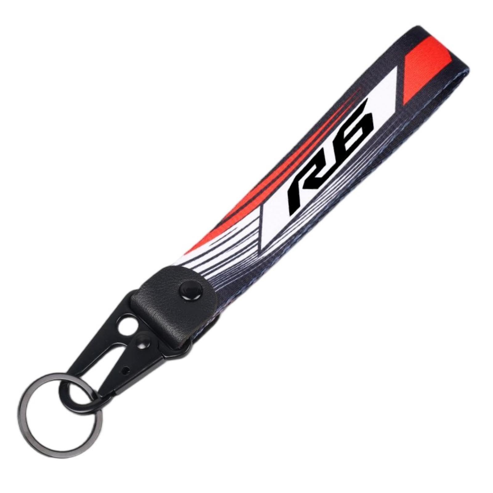 Motorcycle Accessories Key Chain Keyring CNC Alloy Reinforced Fabric Keychain Compatible with YAMAHA YZF R6 YZFR6 YZF-R6 (Red)
