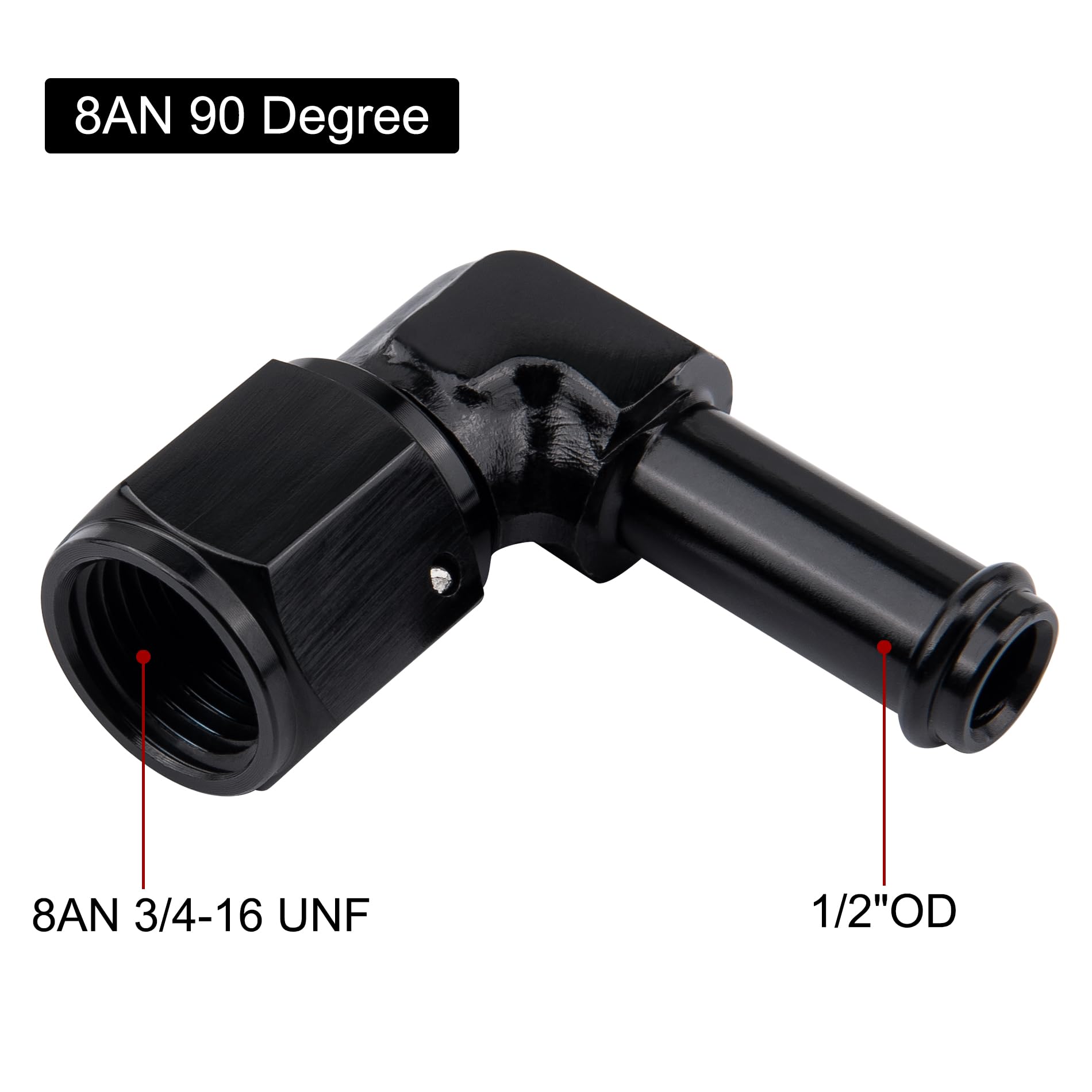 EVIL ENERGY 8AN Female to 1/2'' Barb Hose Fitting 90 Degree Swivel 2PCS