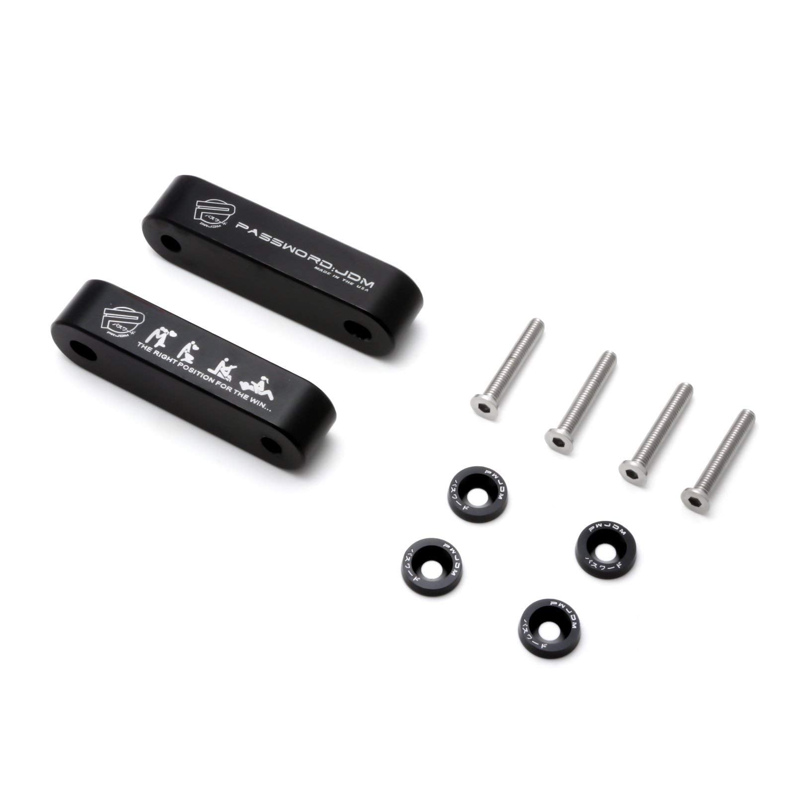 Xotic Tech Jdm Hood Spacer Hood Riser 3/4'' Replacement Front Hood Vent Space Riser Spacer Anodized Black Aluminum Alloy Billet