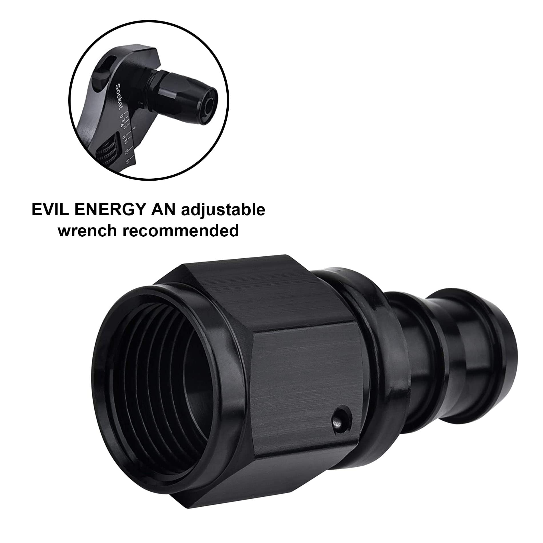 Evil Energy 12An Straight Push Lock Hose Fitting End Black 2Pcs