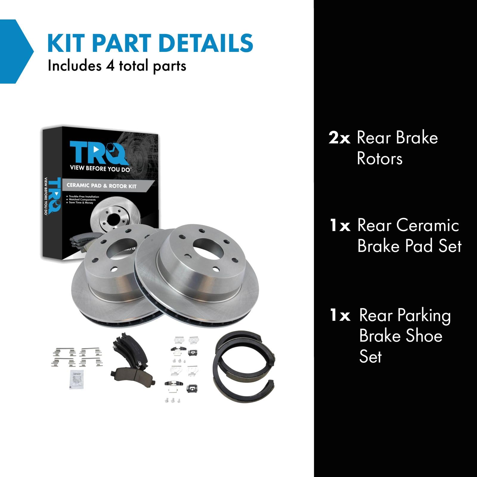 Trq Rear Brake Pad & Rotor Kit Compatible With 2002-2006 Cadillac 2002-2008 Chevrolet Gmc