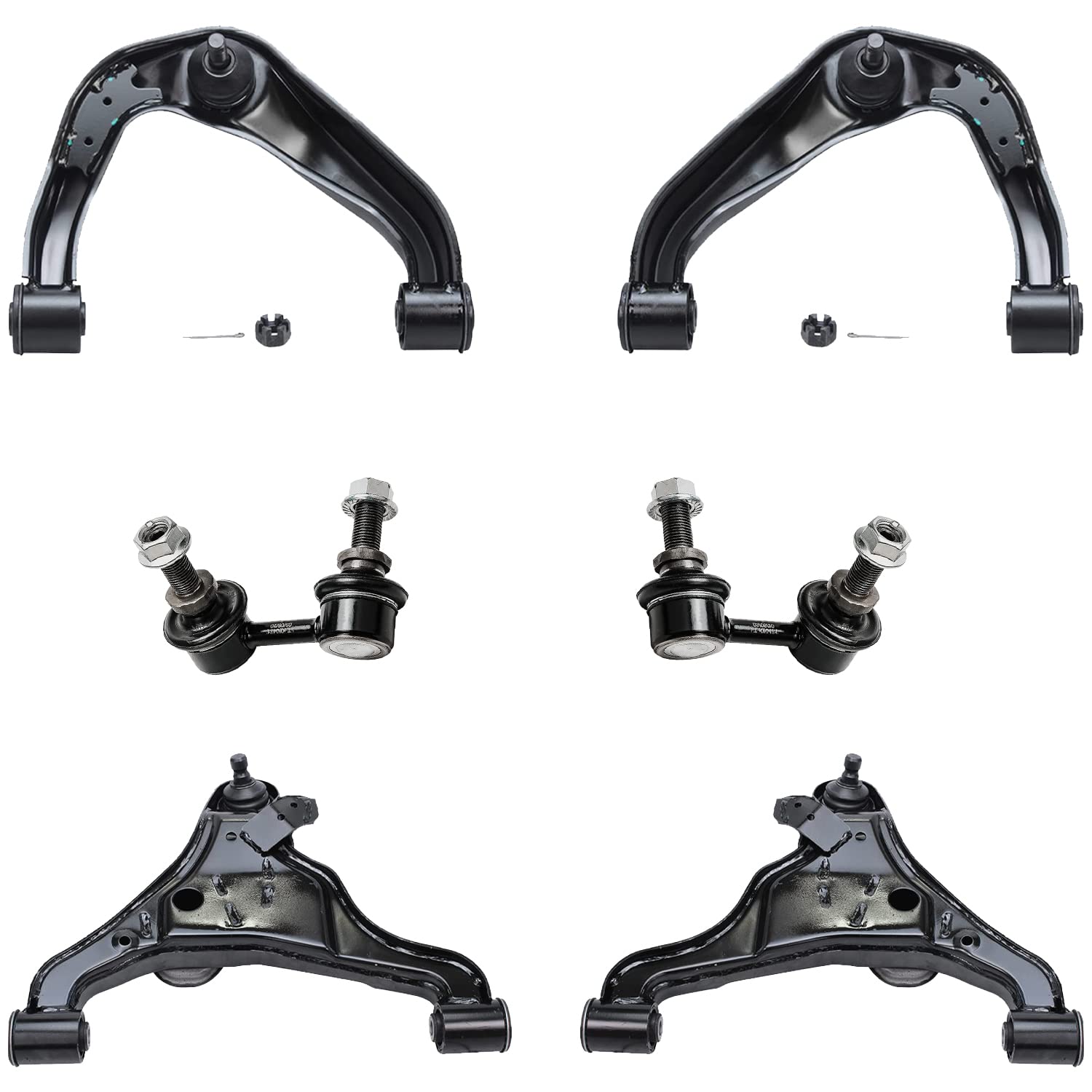 Detroit Axle - 6pc Front End Control Arms for 2005-2018 Nissan Frontier, 2005-2012 Pathfinder, 2005-2015 Xterra, 4 Upper & Lower