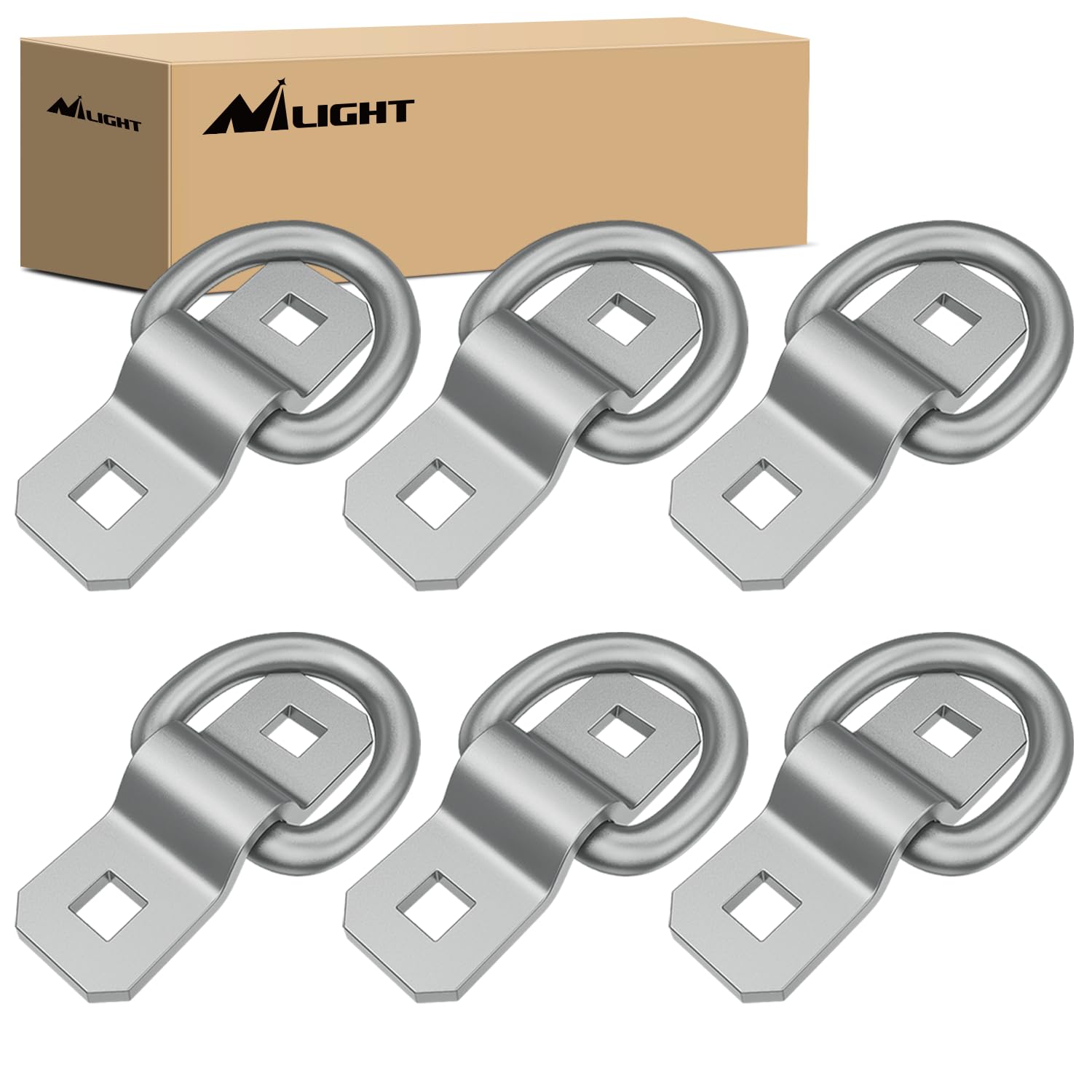Nilight 6Pcs 3/8    D-Rings Heavy Duty Truck Tie Down Anchors Steel 6000 Pound Tie Down Rings Hooks Loads on Trucks Trailers Boa
