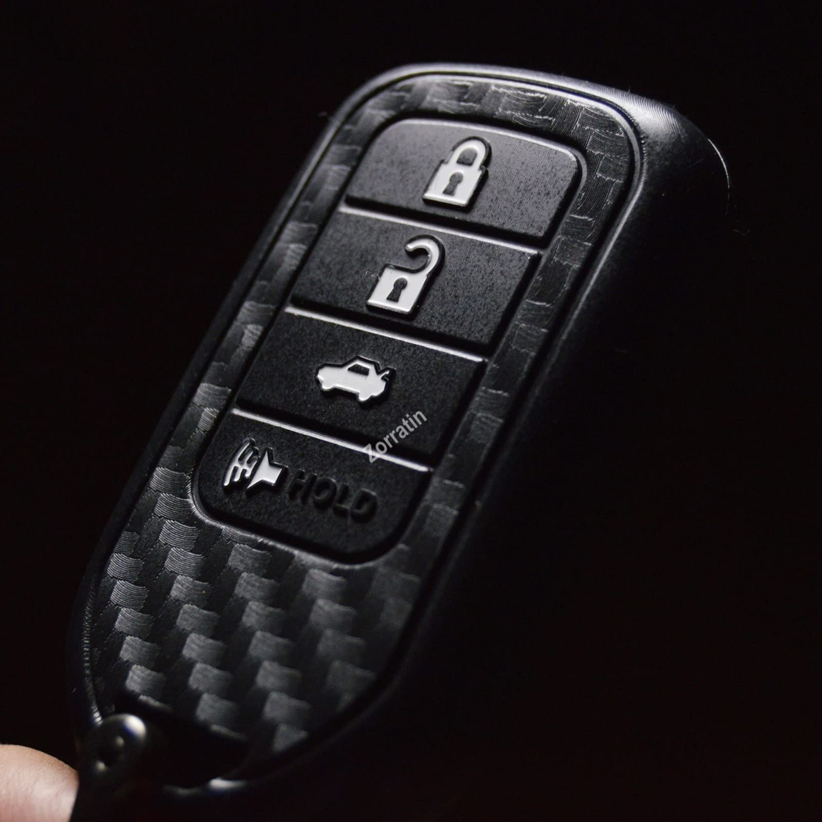 Zorratin Carbon Silicone Key Fob Cover With Keychain For Honda Accord Civic Cr-V Hr V Ridgeline Passport