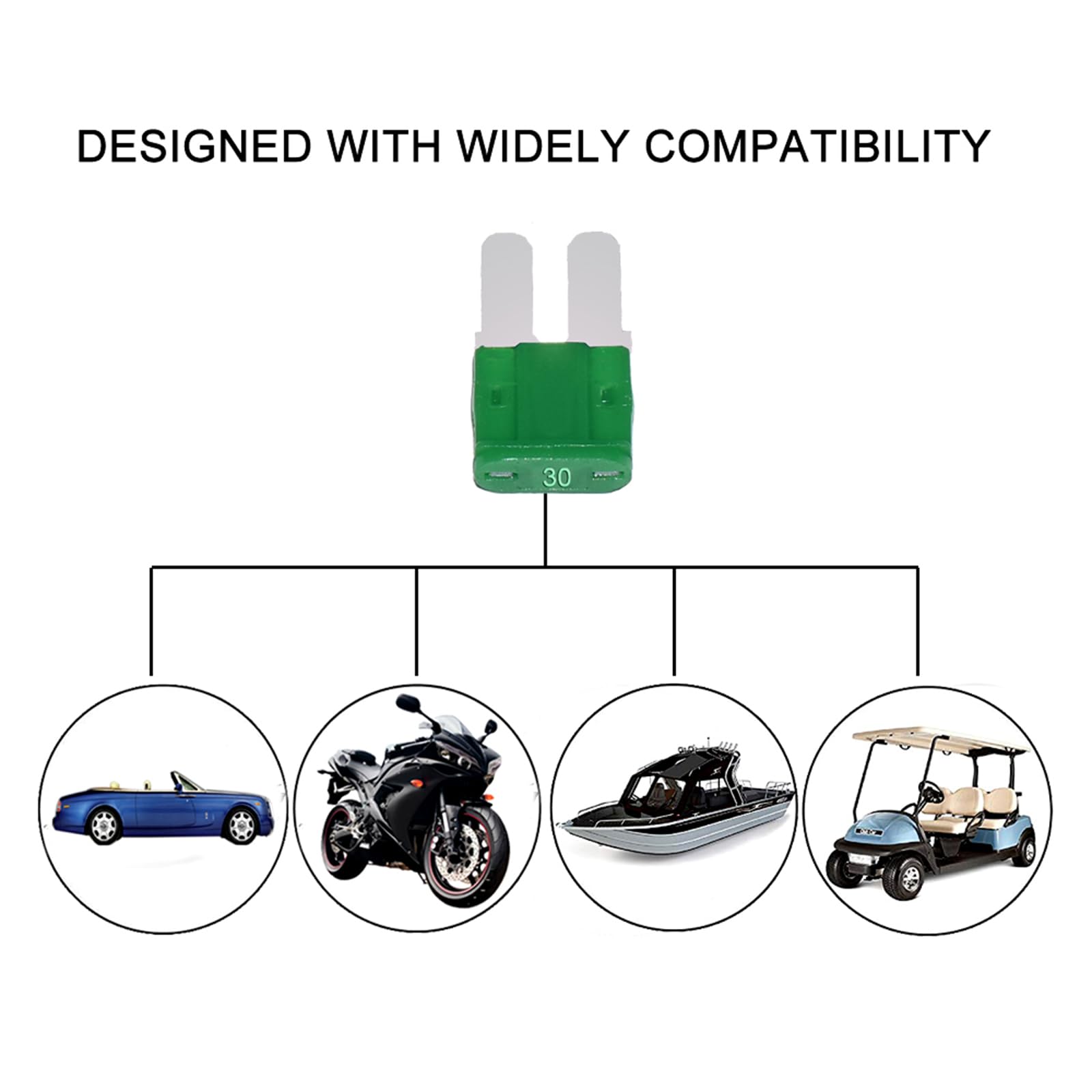 MuHize Micro2 Fuse and Tap Kit - 70 Pcs 12V APT ATR Blade Fuses (5A-30A) with Fuse Holder & 4 Add-a-Circuit Ad