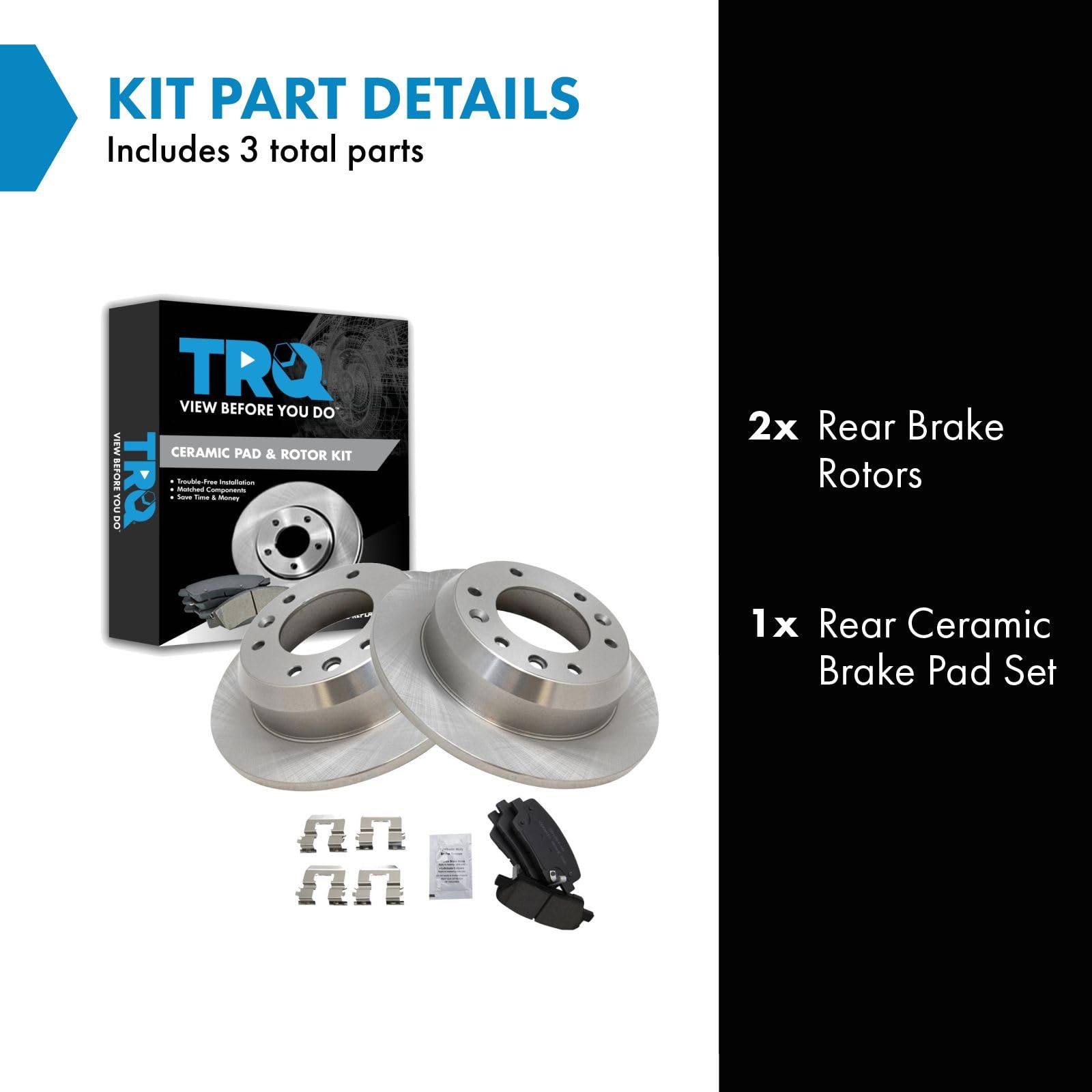 Trq Rear Brake Pad & Rotor Kit Brake Pads Brake Rotor Ceramic Compatible With 2007-2008 Hyundai Entourage 2007-2012 Kia Sedona