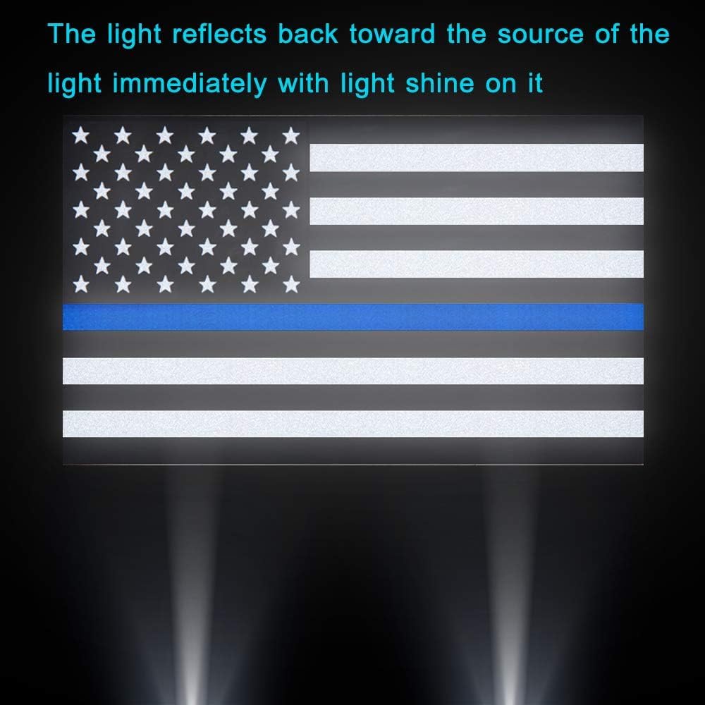 Besby 3Pcs Reflective Us Flag Stickers, Thin Blue Line American Flag Decal Car Laptop Bumer Sticker 5''X3'' Vinyl, Support Usa P