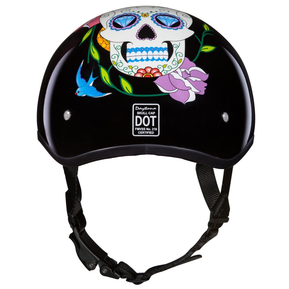 Daytona Helmets Motorcycle Half Helmet Skull Cap- Diamond Skull 100% Dot Approved