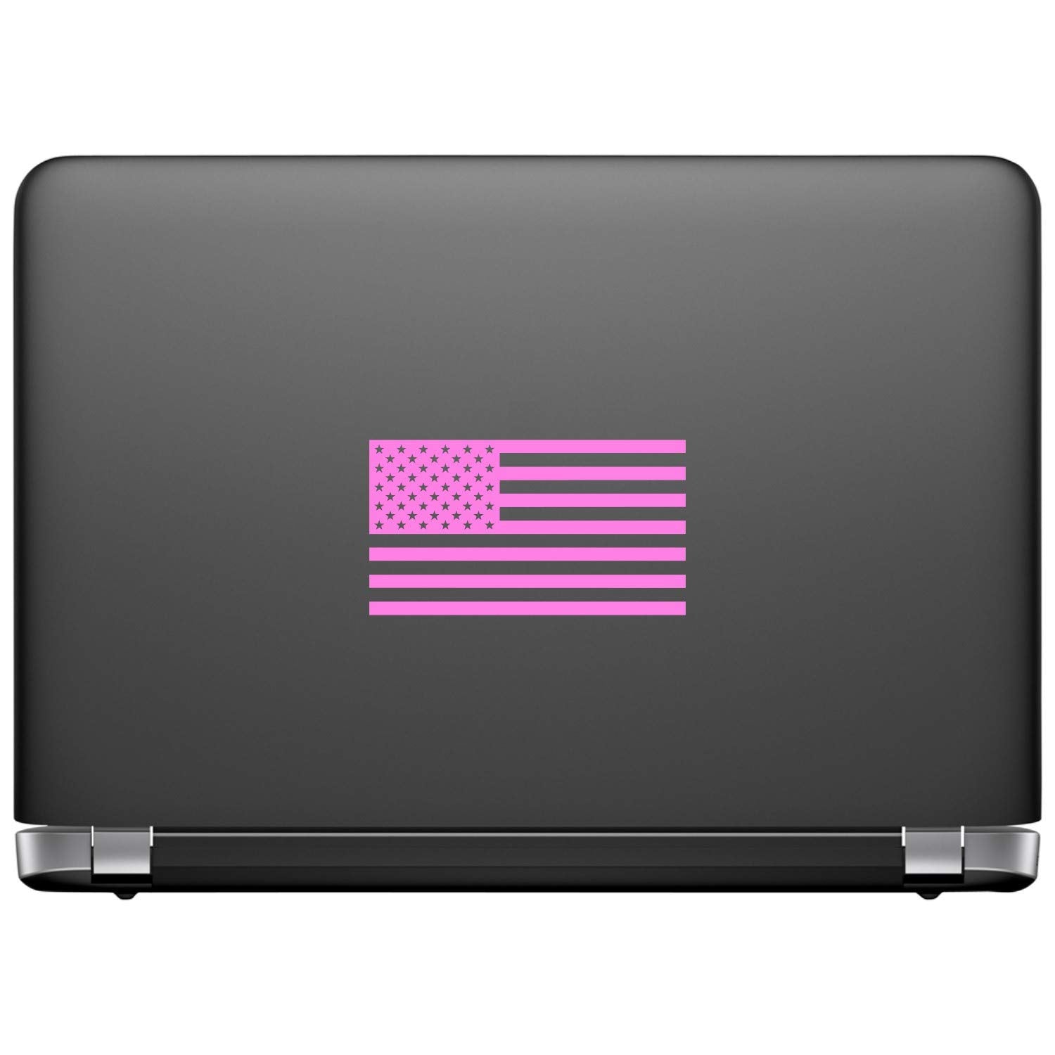 American Us Flag [Pick Color/Size] Vinyl Decal Sticker For Laptop/Car/Truck/Window/Bumper (7.5In X 4.2In [3-Pack], Matte Pink)