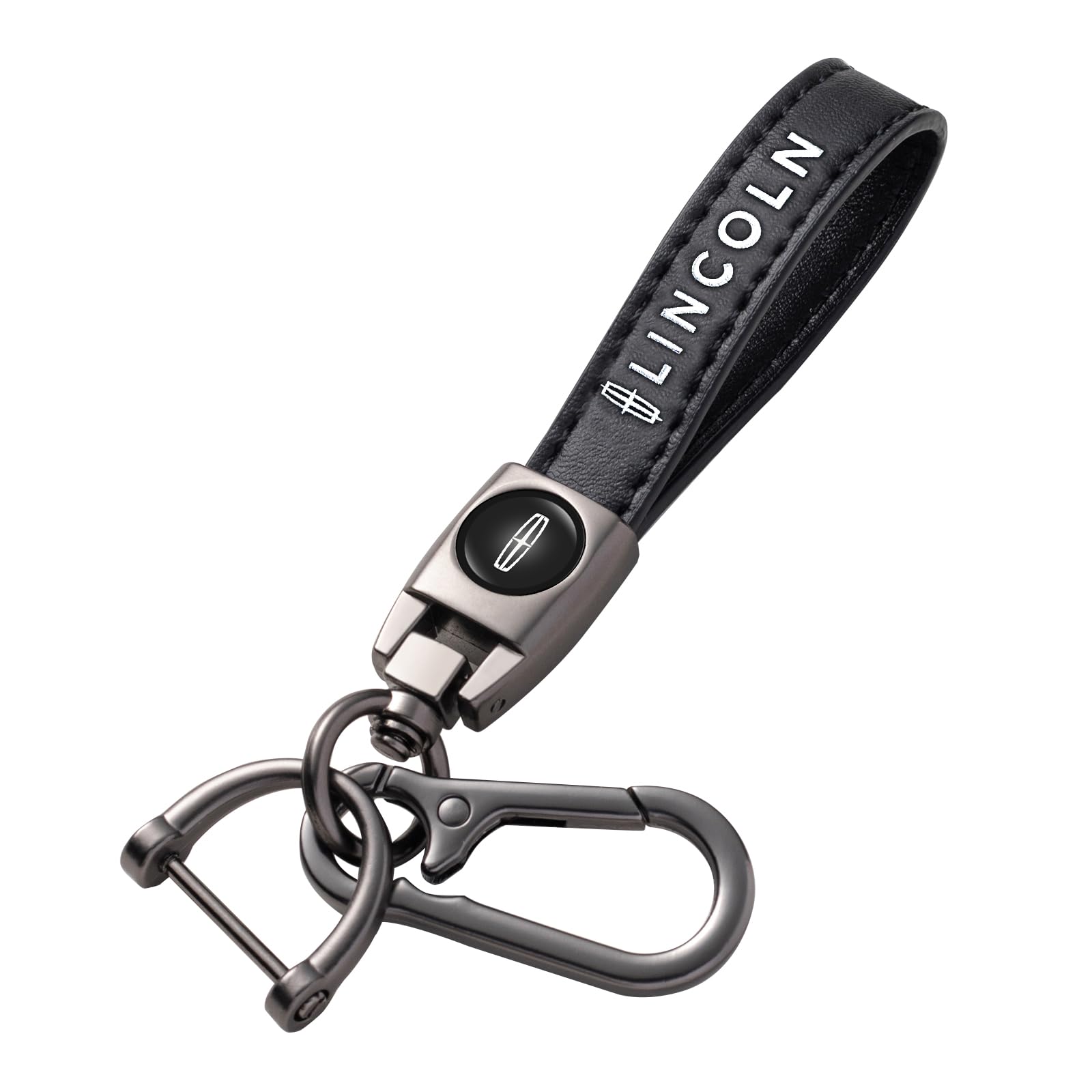 GshionLyfe Car Keychain Keyring Fit Lincoln MKC Nautilus Aviator Navigator MKZ Continental, Leather Keychain Lanyard for Car Key