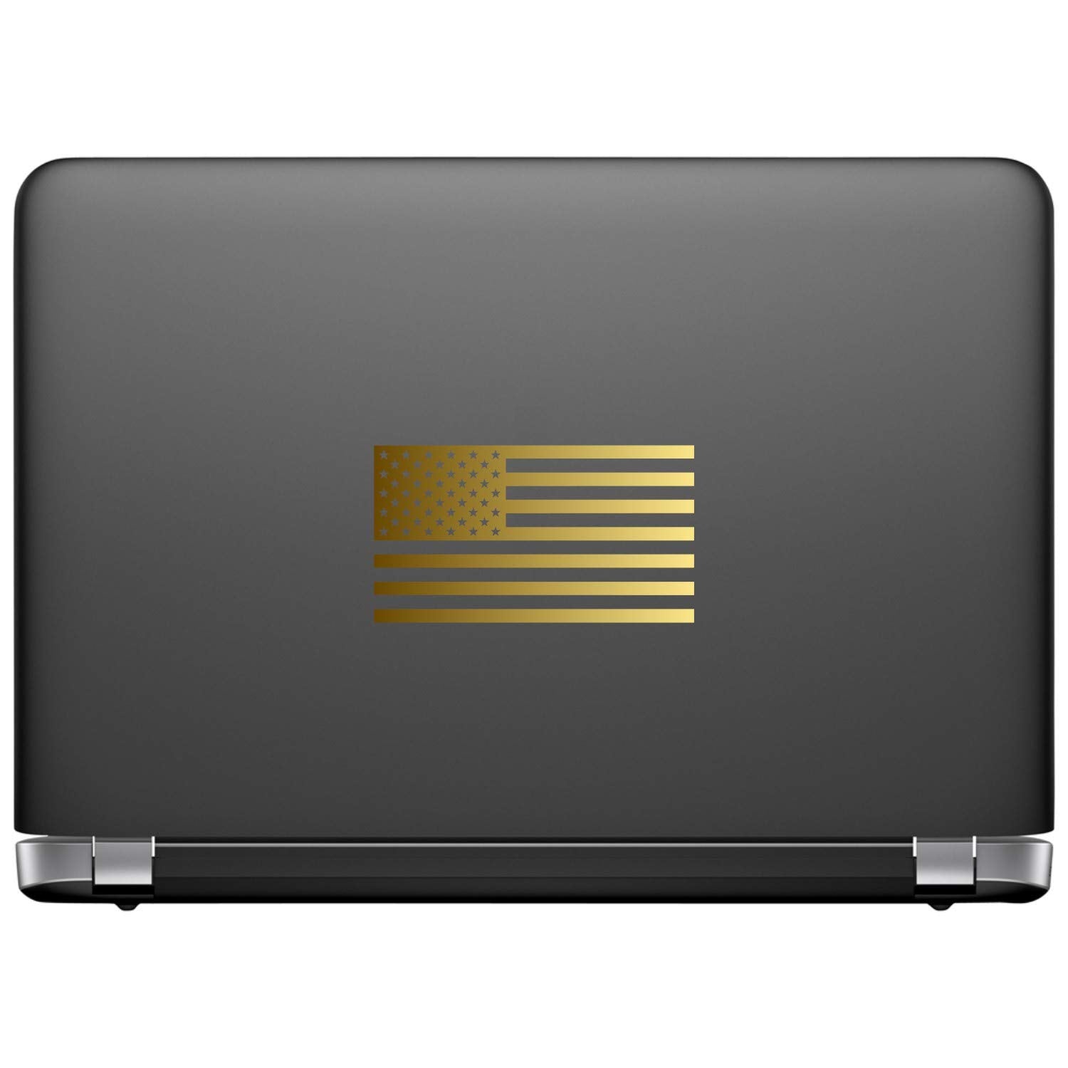 American Us Flag [Pick Color/Size] Vinyl Decal Sticker For Laptop/Car/Truck/Window/Bumper (5In X 2.8In [3-Pack], Metallic Gold)