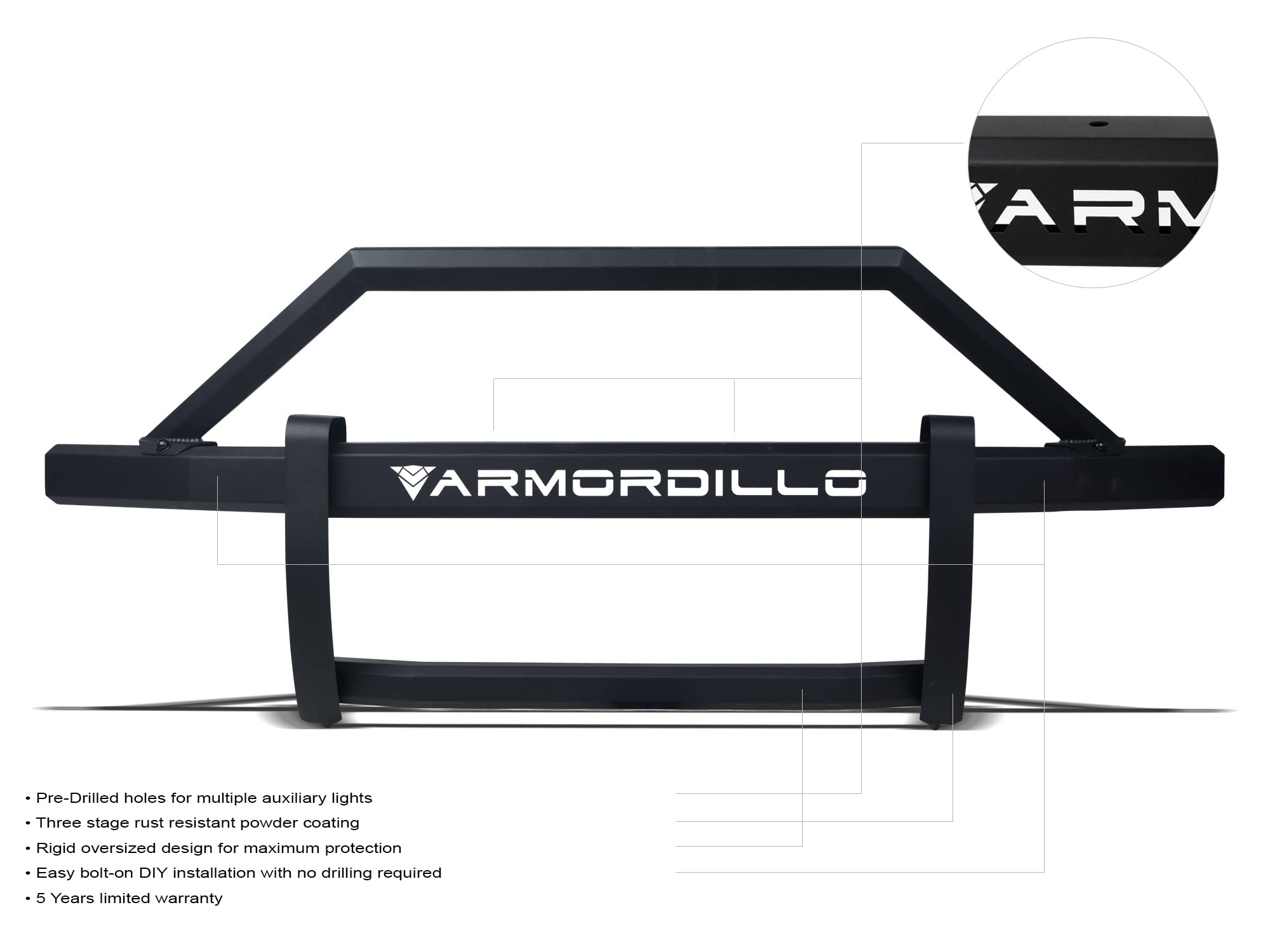 Armordillo 8704141 Ar2 Pre-Runner Style Modular Bumper Grille Guard - Matte Black Fits 2017-2022 Ford F250 / F350 / F450 Superduty