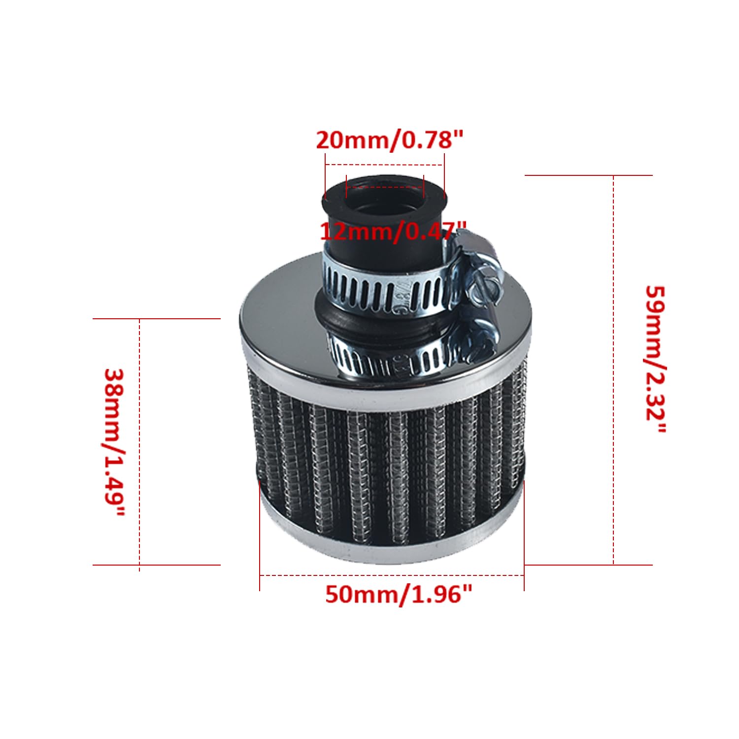 Predator 212cc 196cc 0.47'' Inlet (12mm) air filter Cylinder Head Cover Air filter for CT200U CT200U-EX Mini Bike Go kart MB200