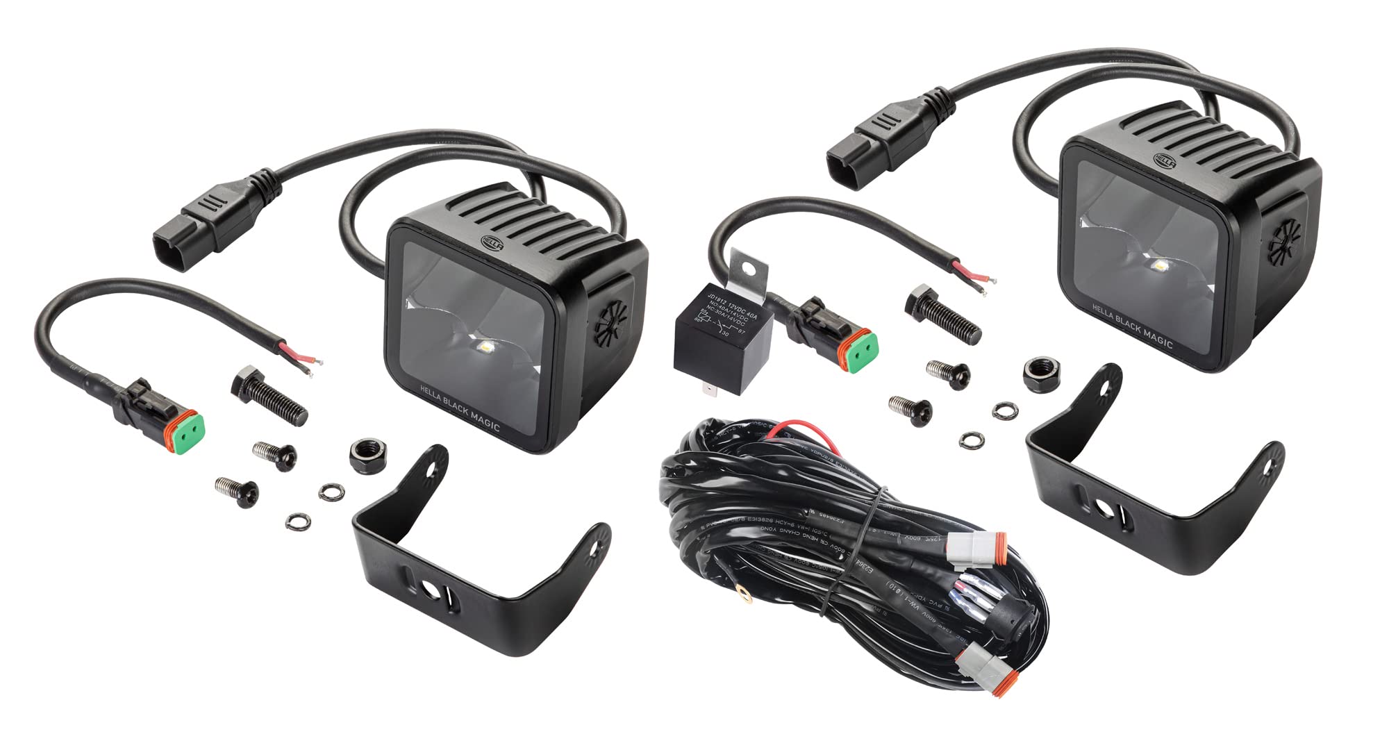 Hella Black Magic Led Series 3.2 Inch Cube Kit - Led Spotlight With Wiring Harness - Performance High Beam Off-Road Light For Pi