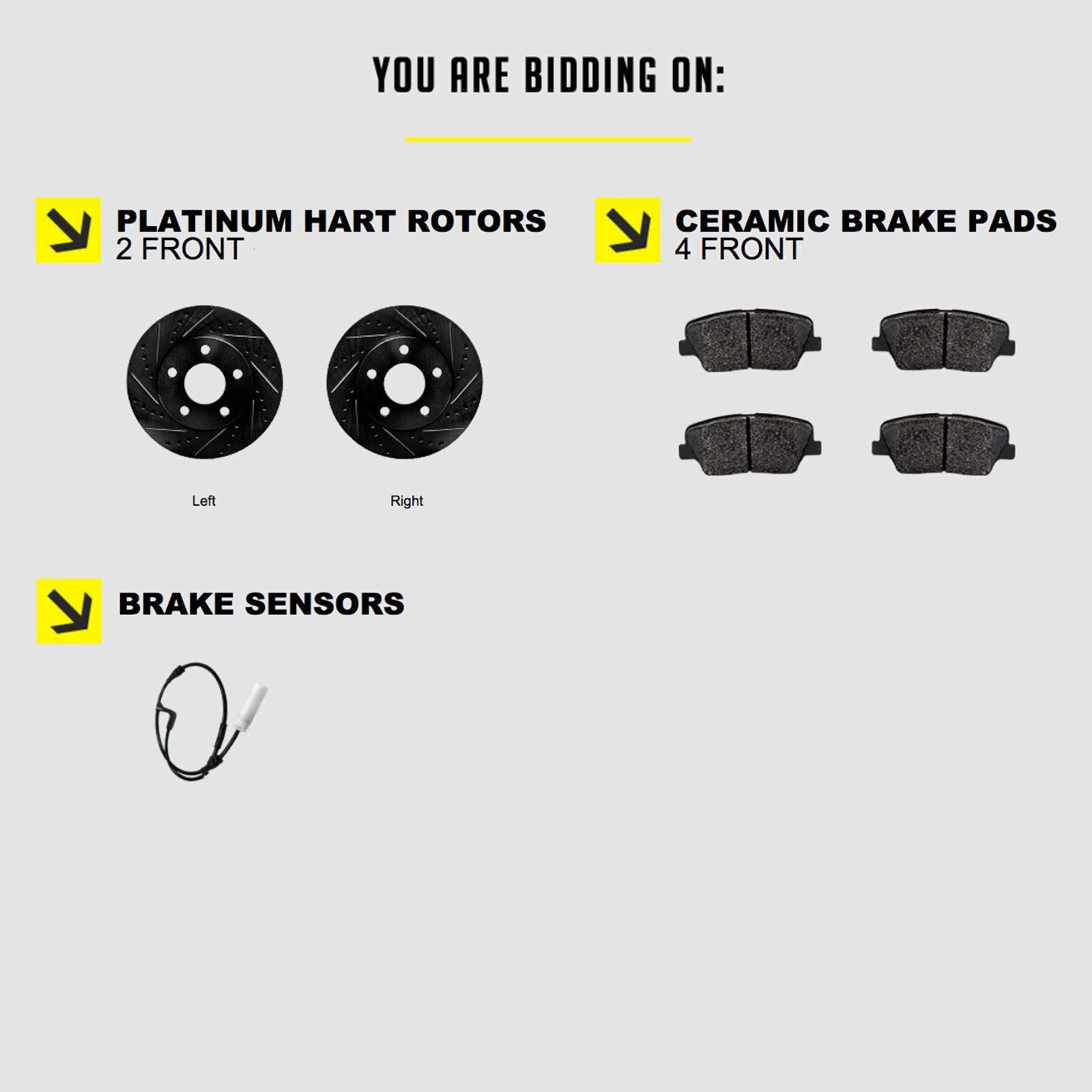 Hart Brakes Front Brakes And Rotors Kit |Front Brake Pads| Brake Rotors And Pads| Ceramic Brake Pads And Rotors - Bhcf.34125.02