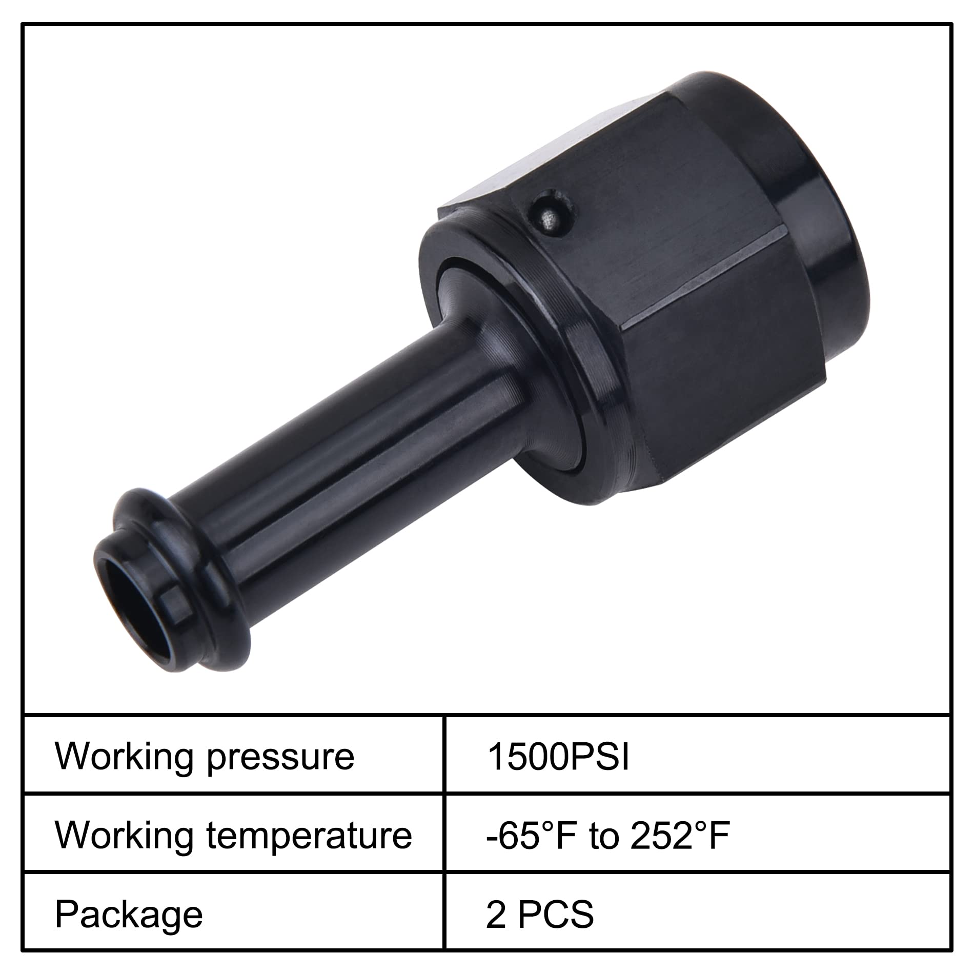 EVIL ENERGY 6AN Female to 5/16'' Barb Hose Fitting Straight Swivel 2PCS
