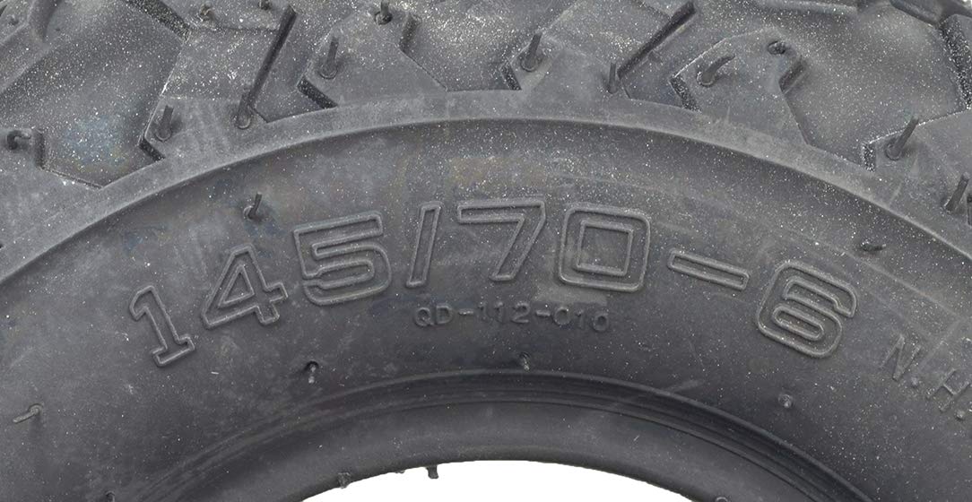 AlveyTech 145/70-6 V-Tread Tire - For the Motovox MBX10, MBX11, & MBX12, All Terrain, Rubber Tubeless Tires for Go-Kart, 4x4 Qua