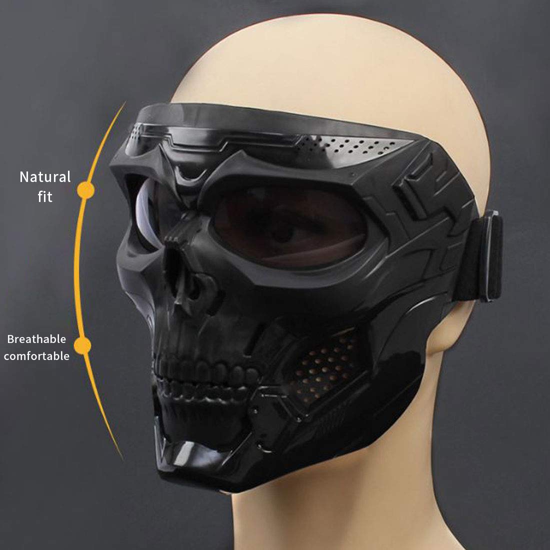Myuilor Skull Messenger Mask Goggles, Halloween Cotton, Model 1