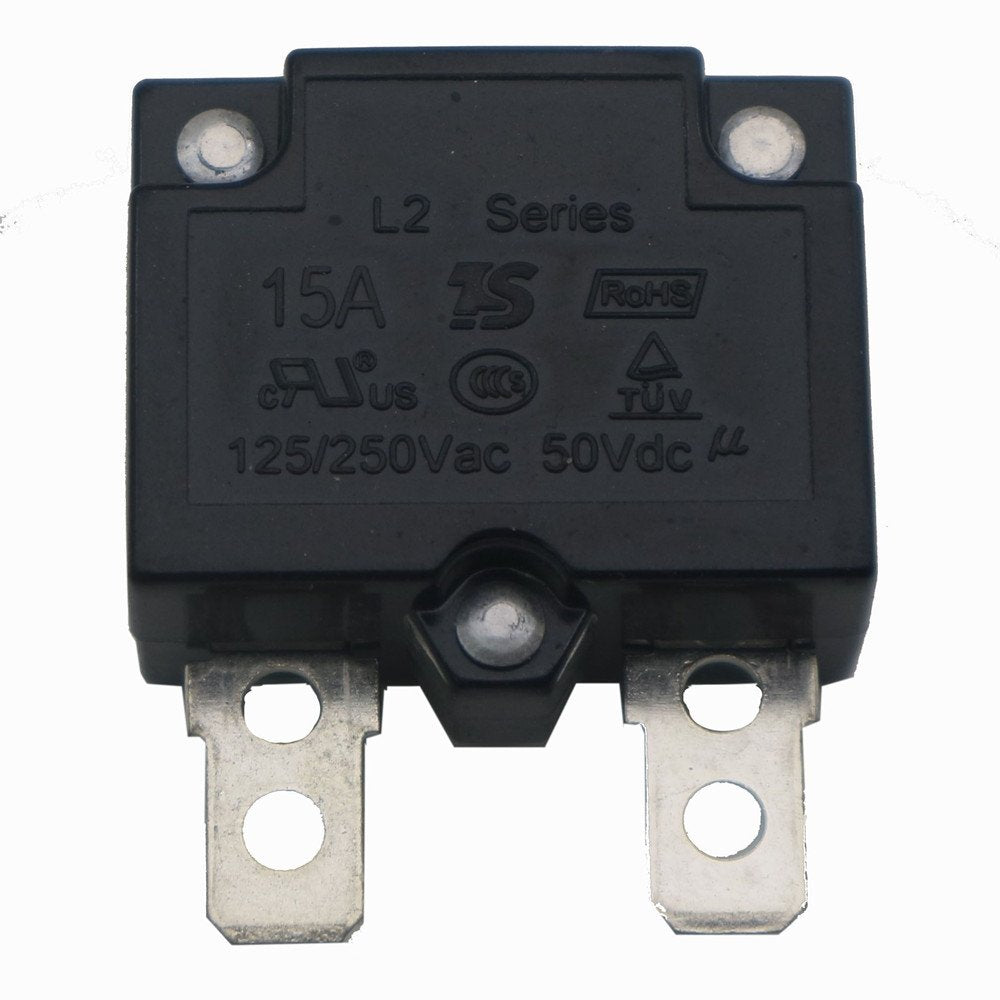 Wellye 2Pcs 15A 125/250Vac 50Vdc Automatic Reset Relay Fuse Therma Switch Circuit Breaker Current Overload Protector Children Ride On Toy Car Accessories
