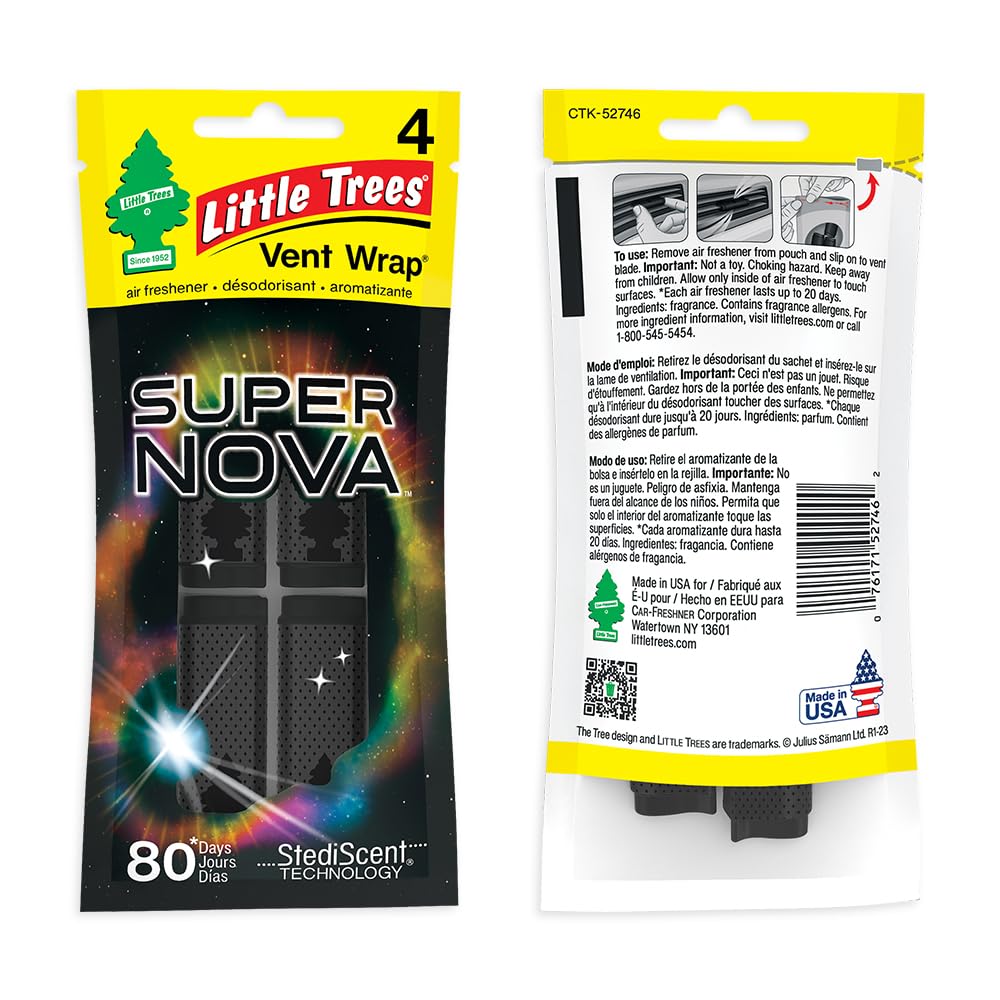 LITTLE TREES Car Air Freshener - Vent Wrap, Long-Lasting Scent, Supernova, Model CTK-52746-24, 16 Fresheners