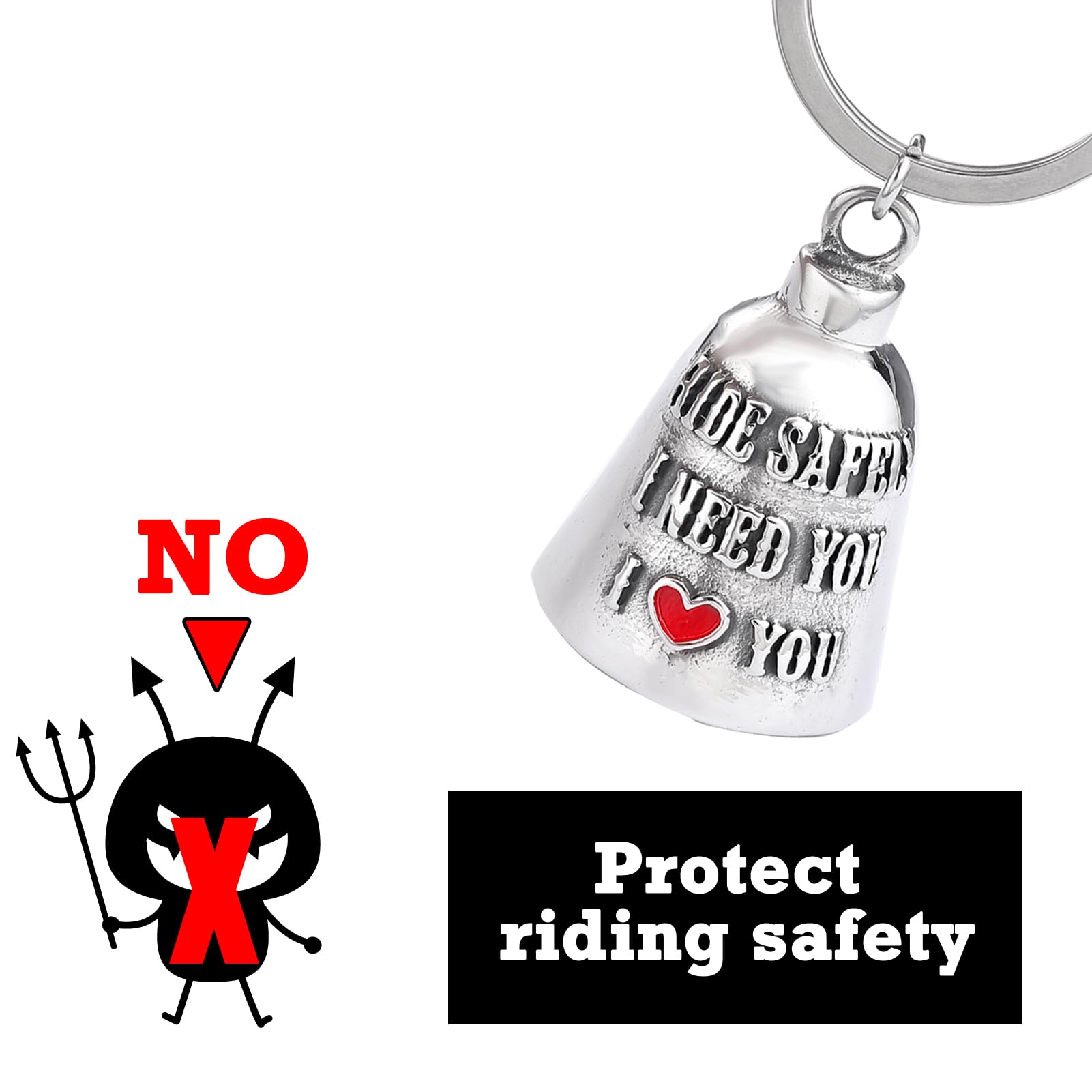 CYZBTBl Motorcycle Angel Bell - Silver Stainless Steel Biker Accessory, Large Size, Model CYZBTBl for Riding Safety