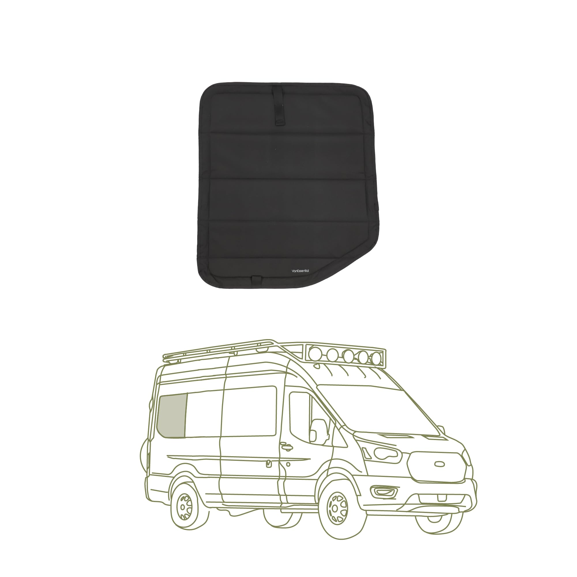 VanEssential Insulated Stealth Blackout Window Cover Designed for Ford Transit High/Medium Roof Full Plastic Trim Rear Qtr RH (P