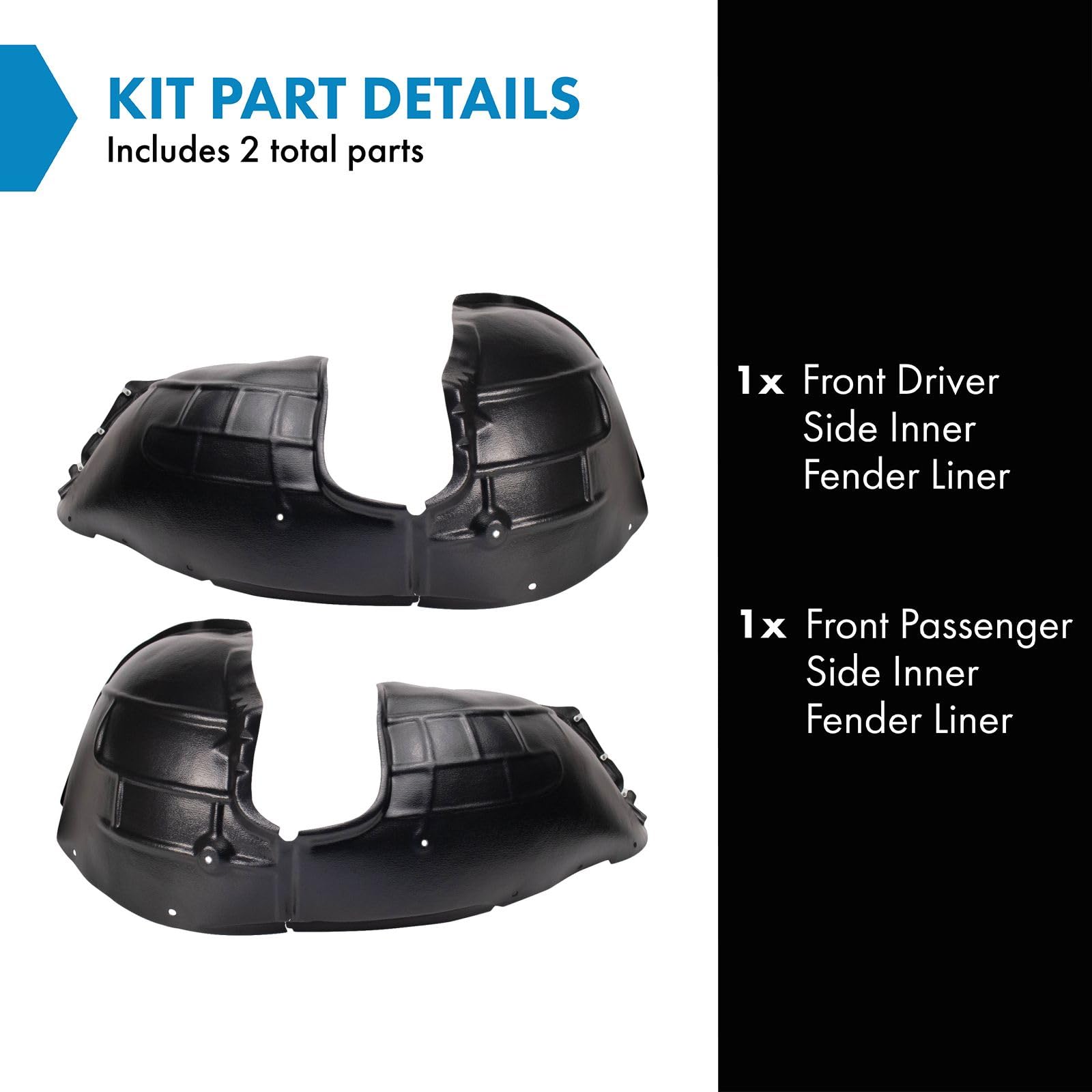 Trq Front Inner Fender Liner Set Compatible With 2018-2022 Gmc Terrain Gm1248282 Gm1249282