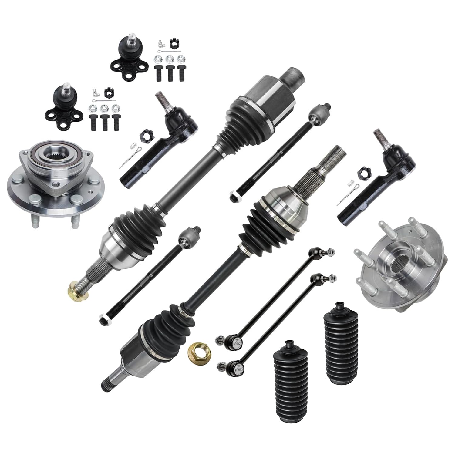 Detroit Axle - 14pc Front CV Axles Kit for Buick Enclave Chevy Traverse GMC Acadia Saturn Outlook 2 CV Axles 2 Wheel Bearing Hub