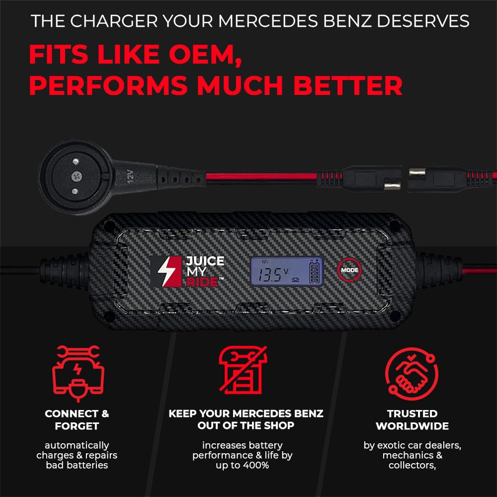 Jmr Battery Charger For Mercedes-Benz Sls Amg Trickle Charger Conditioner Maintainer (Magnetic Port, No Lithium Mode)