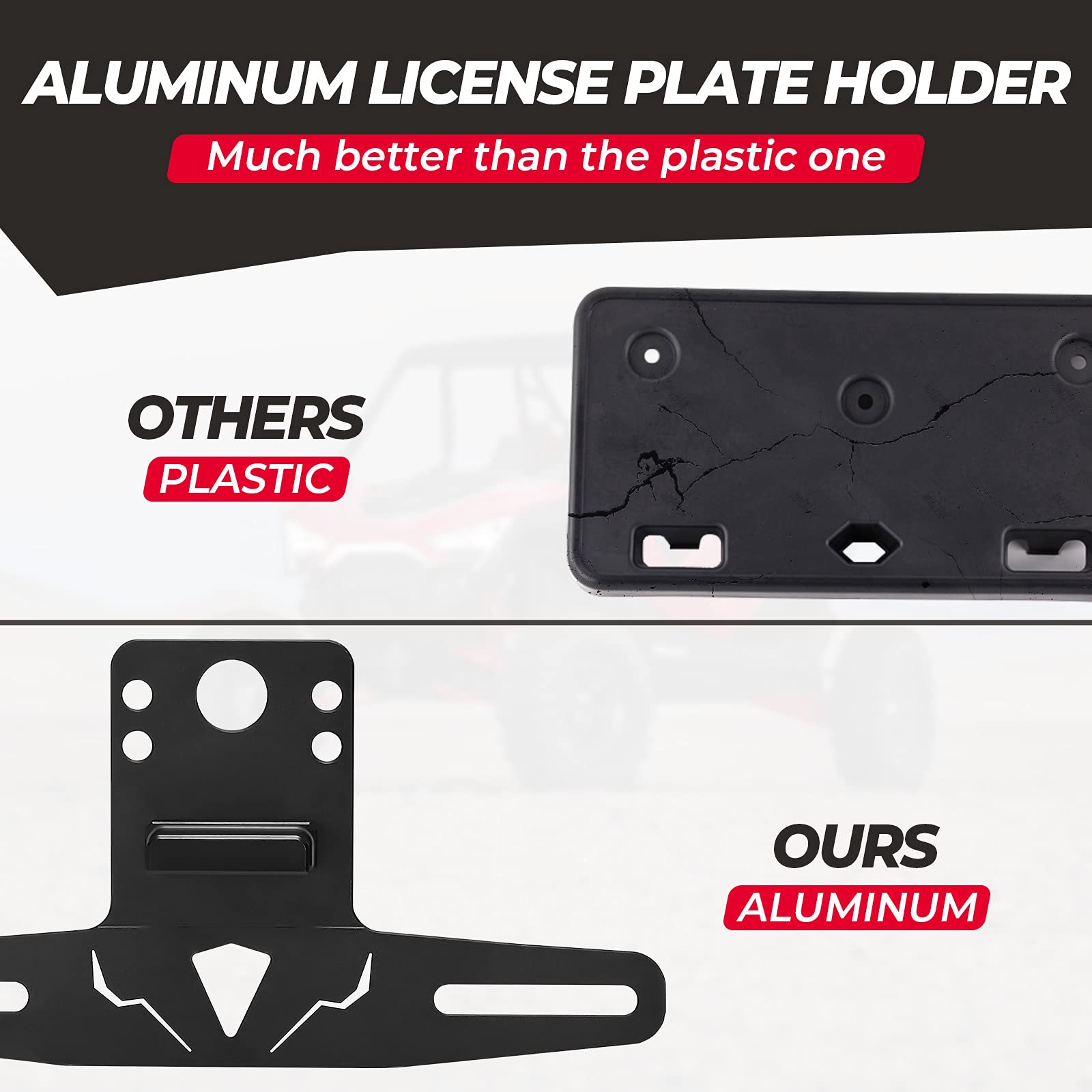 KEMIMOTO UTV License Plate Holder with Light - Aluminum Frame for Golf Cart, RV, Truck, Snowmobile, Boat, Compatible with Can-Am Maverick X3, Polaris RZR