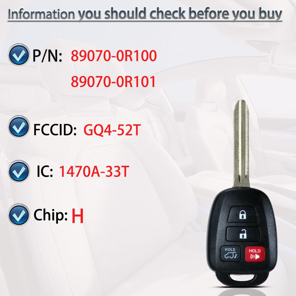 SUPALAND Key Fob Keyless Entry Fits for Toyota RAV4 Highlander Sequoia 2013 2014 2015 2016 2017 2018 Remote Control Key Replacem