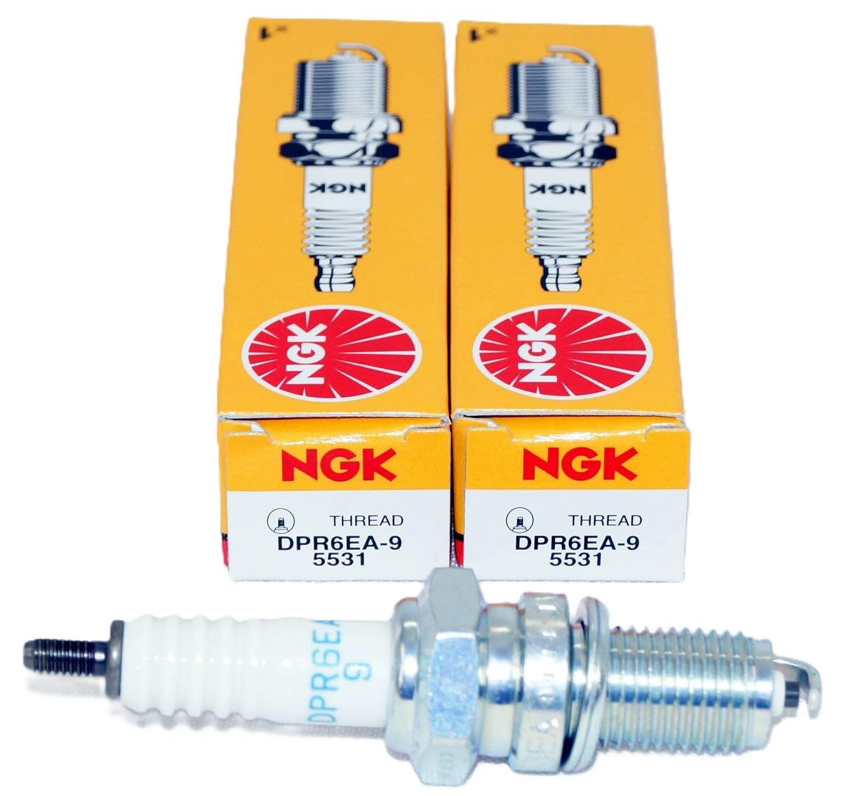 NGK 5531 Standard Spark Plugs DPR6EA-9 Compatible with Select Honda Helix CN250, Shadow 750, Kawasaki Vulcan 1500/1600, KYMCO 20