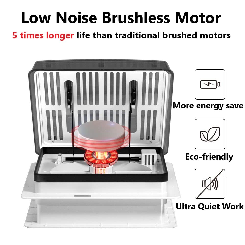 2012 Electric Air Max 14'' Vent Rv Roof Vent Reversible Exhuast Fan, Ultra Low Sound Level Permanent Rv Air Ventilation Ceiling