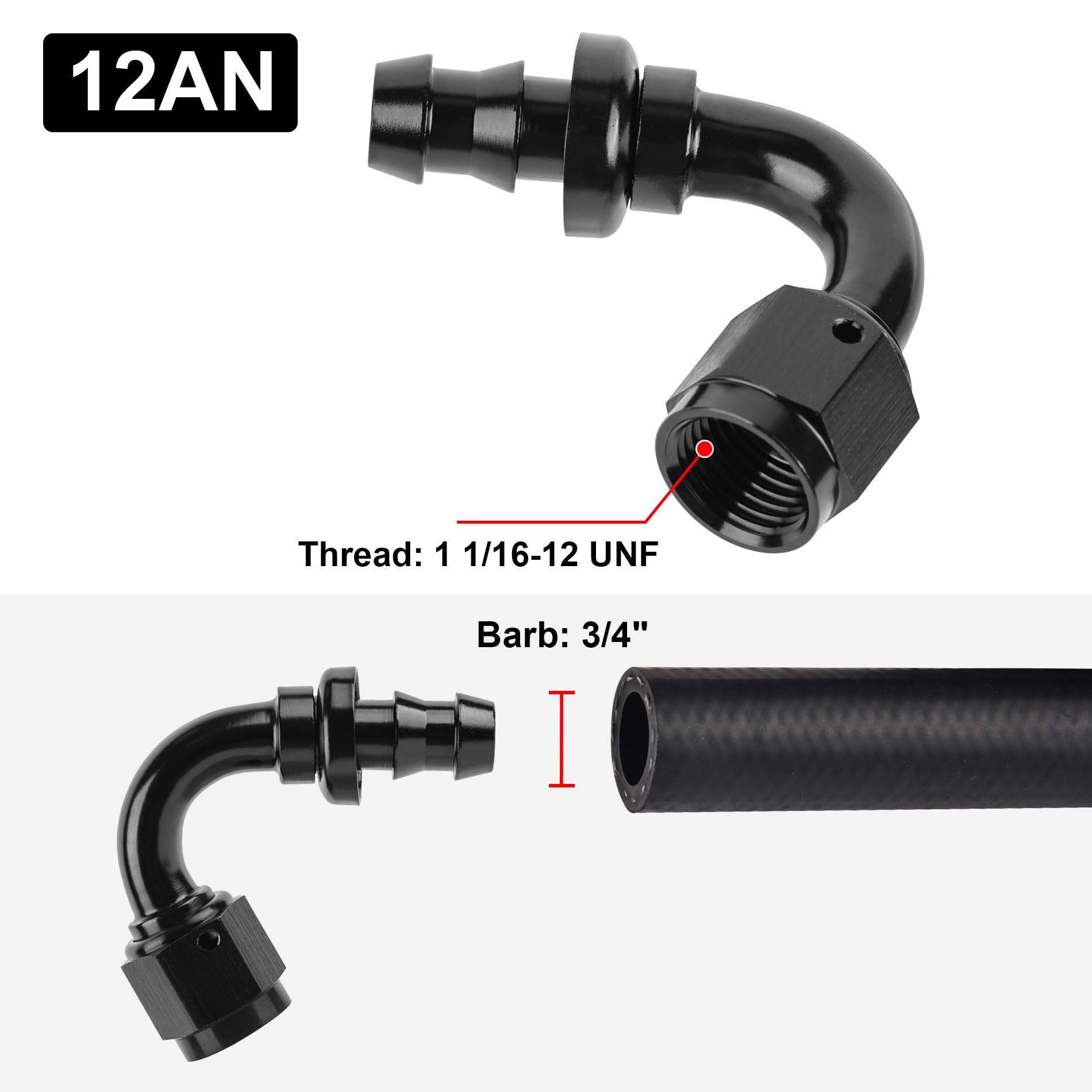 Evil Energy 12An 120 Degree Push Lock Hose Fitting End Black