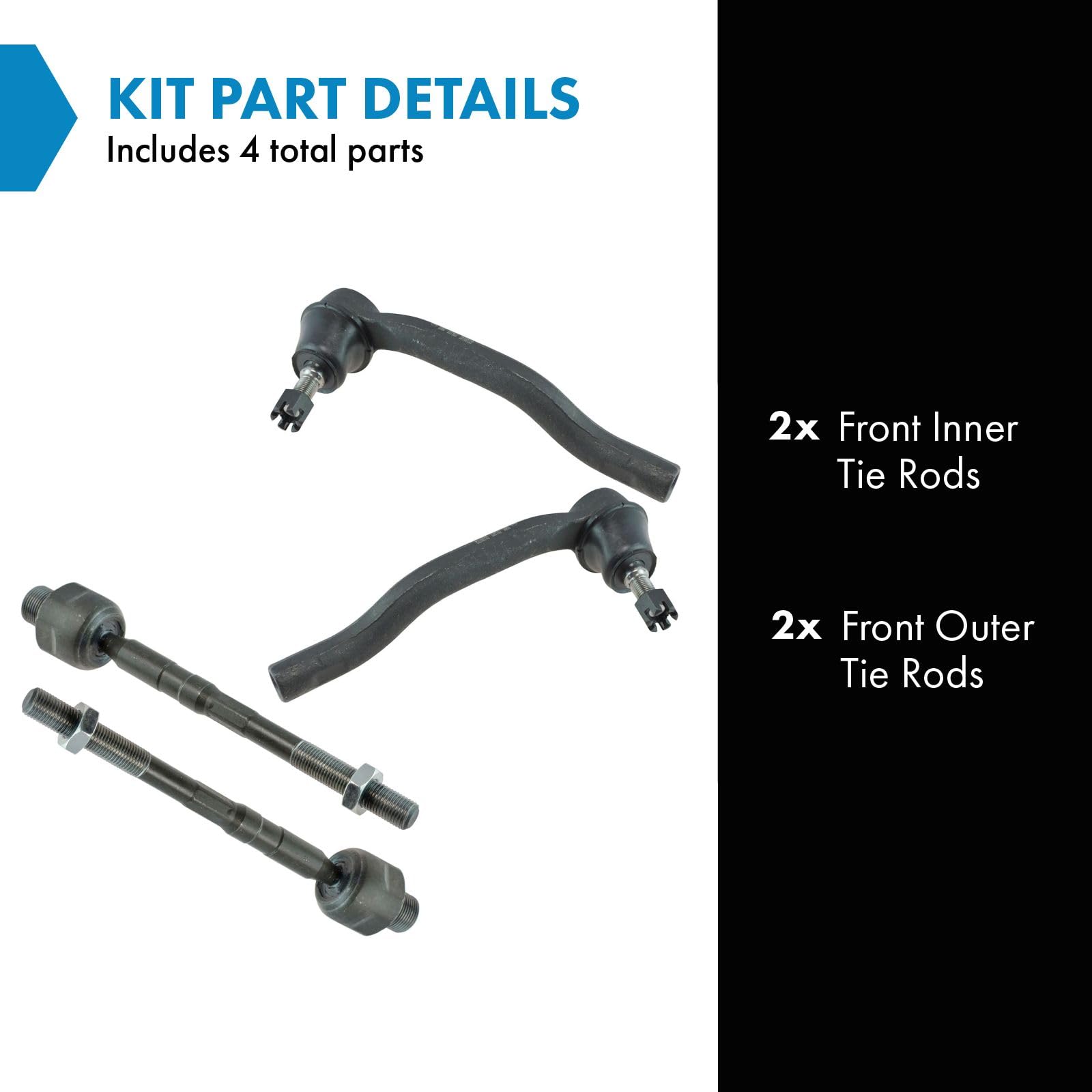 Trq Front Tie Rod Set Compatible With 2007-2015 Mazda Cx-9