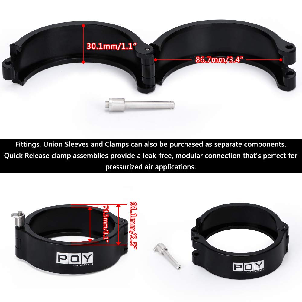 Pqy 2 Inch Aluminum Quick Release V Band Clamp With Flange Intercooler Pipe Clamp Throttle Union Sleeve