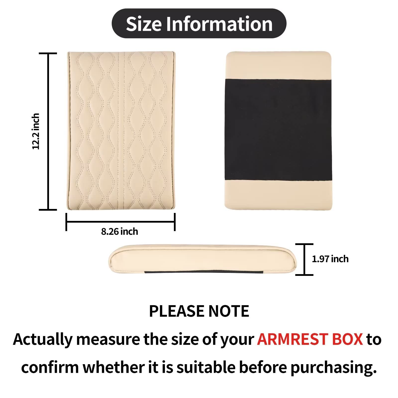 Qzhiren Car Center Console Cover-Armrest Box Mat,Memory Foam Leather Arm Rest Covering Car, Arm Rest Cushion For Suv/Truck/Vehicle(Beige)