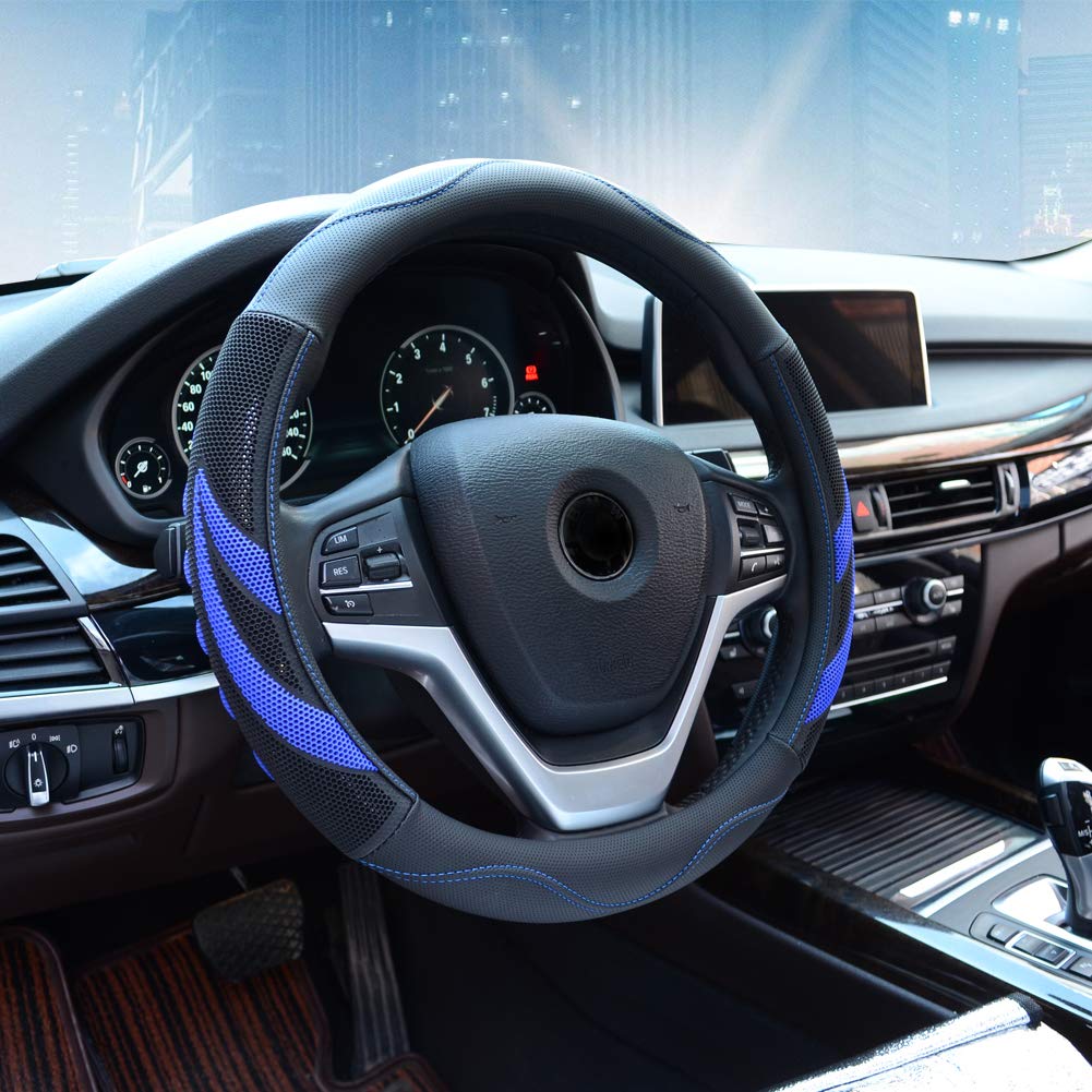 Alusbell Microfiber Leather Steering Wheel Cover Breathable Auto Car Steering Wheel Cover For Men And Women Universal 15 Inches