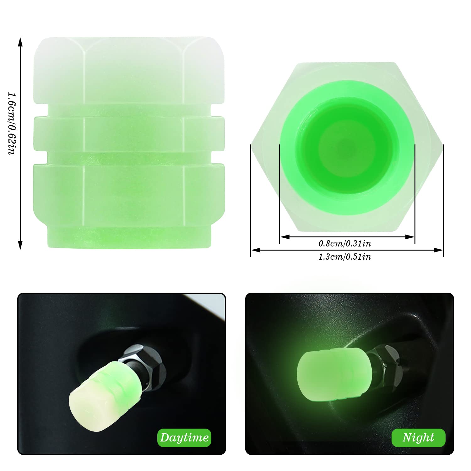8 Pcs Tire Valve Stem Caps, Glowing Tire Air Caps Cover Car Tire Caps Accessories For Car, Truck, Motorcycles, Bike