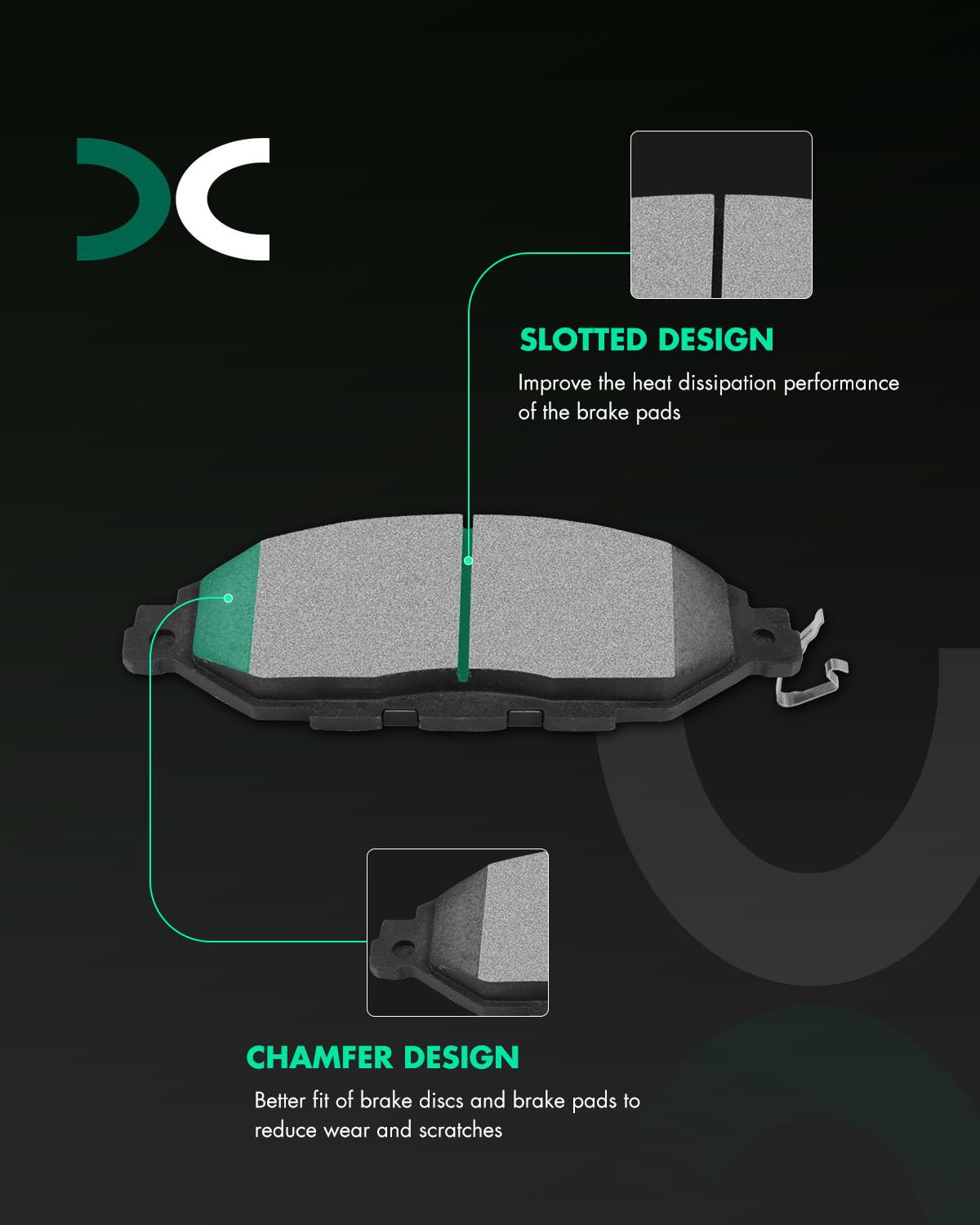 Scitoo Front Rear Disc Brake Pad Set 8Pcs W/Hardware Fit For Infiniti For Jx35 2013,For Nissan For Murano 2015-2022,For Nissan F