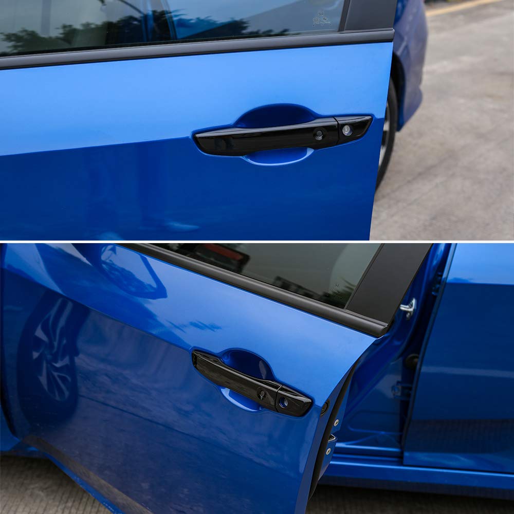 Thenice Black Door Handle Cover for 10th Gen Honda Civic 2016-2021 - Exterior Decoration with Smart Auto Lock Holes