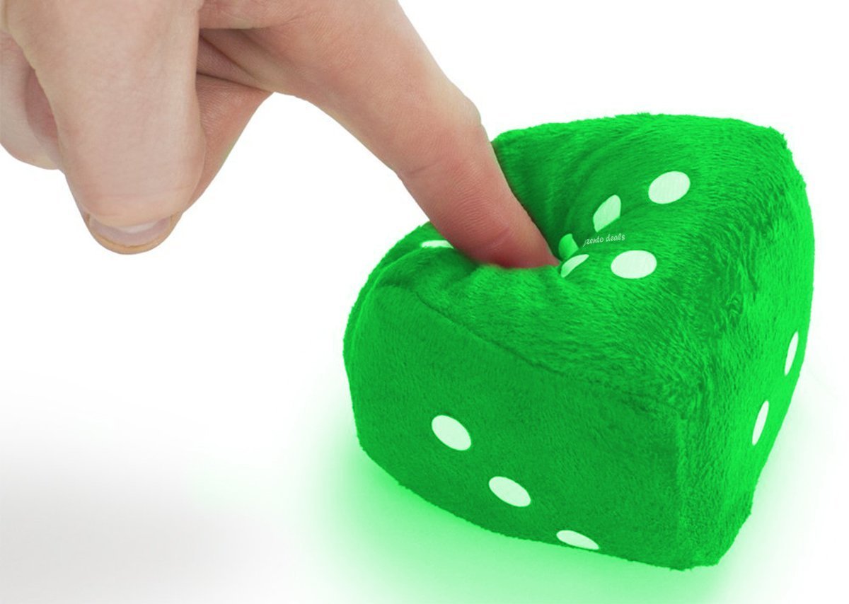 Zento Deals Pair Of Hanging Black Dots Fuzzy Dices Nostalgic Retro (Green)
