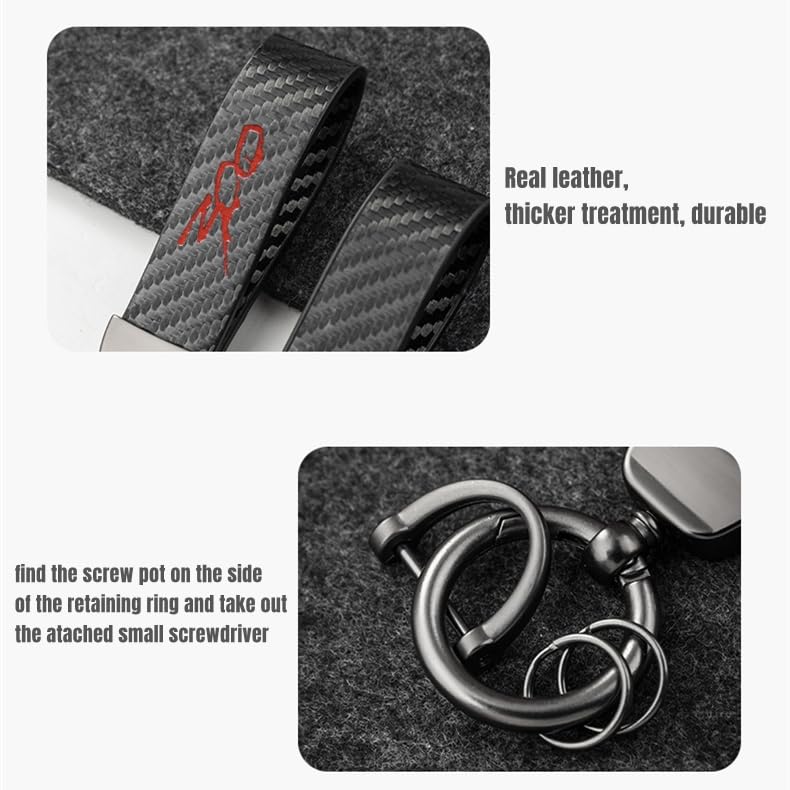Huiants Carbon Fiber Style Car Keychain 300 Emblem Microfiber Leather Key Chain Compatible With Chrysler 300 300C 300S Accessori