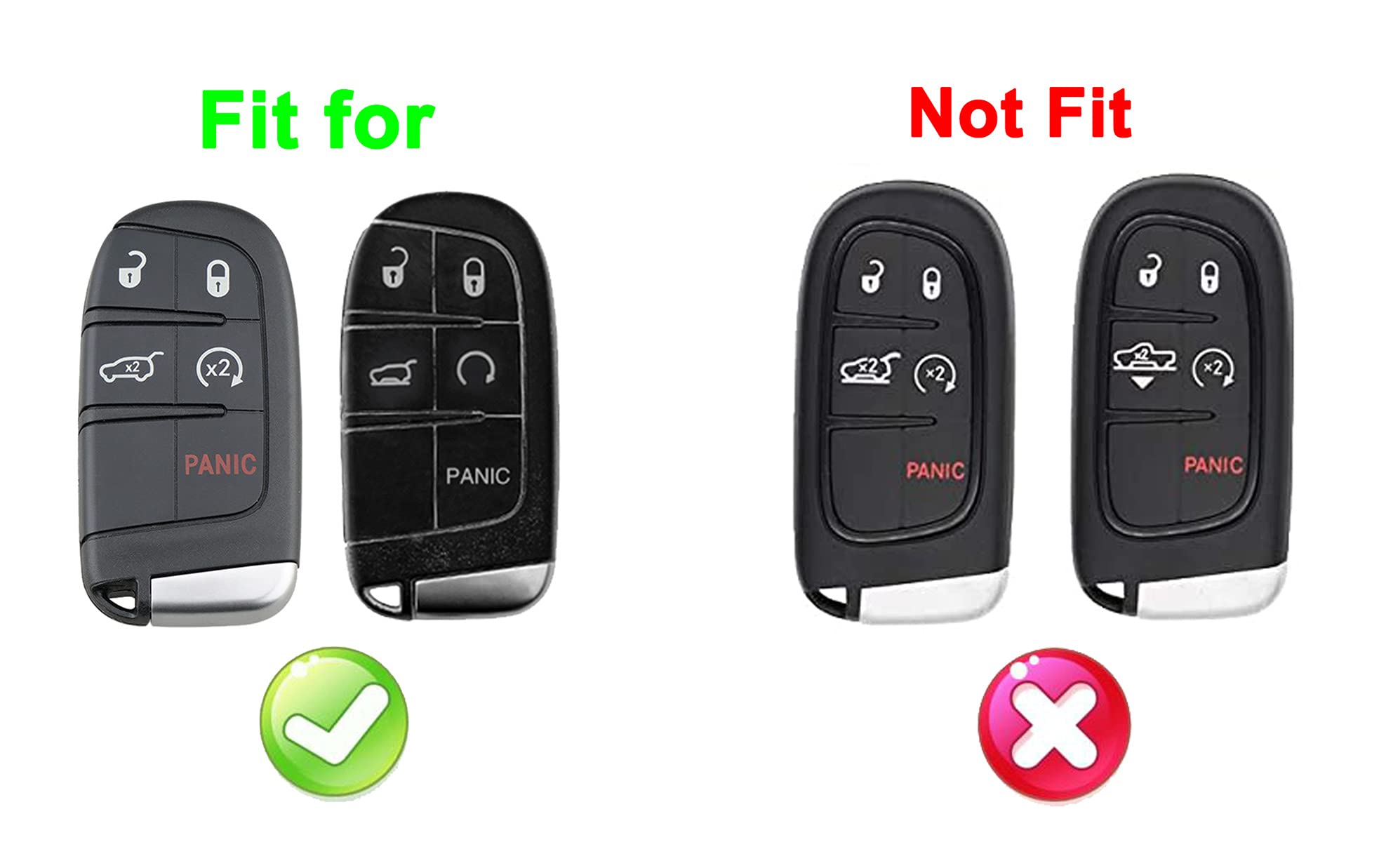Key Fob Cover Case For Jeep Grand Cherokee Renegade Chrysler 200 300 Dodge Ram Durango Charger Challenger Journey Dart Fiat 5 Buttons Keyless Entry Remote Case Holder Abs Carbon Fiber Pattern (Red)