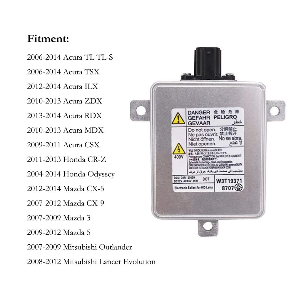 W3T19371 Xenon Headlight Ballast with Igniter and D2S Bulb for 2006-2014 Acura 2004-2014 Honda 2007-2014 Mazda 2007-2012 Mitsubi